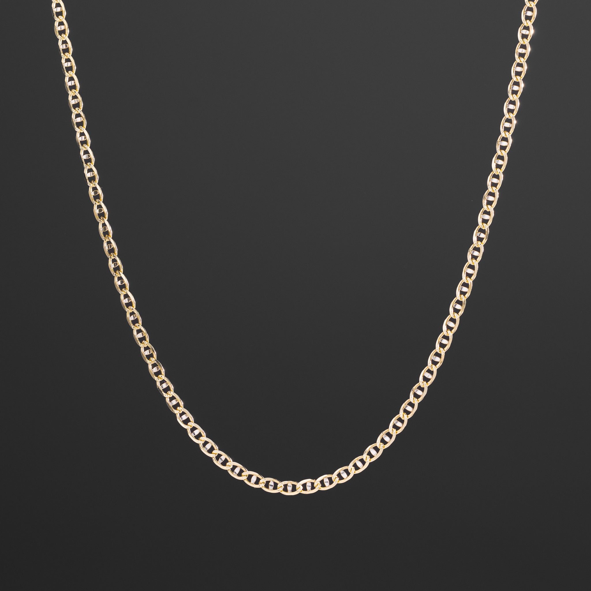14k Gold 3.5mm Two-Tone Light Mariner Chain - Model CH-0641