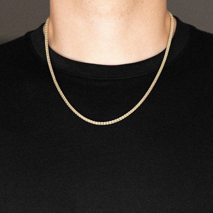 14k Gold Two-Tone Diamond-Cut Ice Chain - Model CH-0618