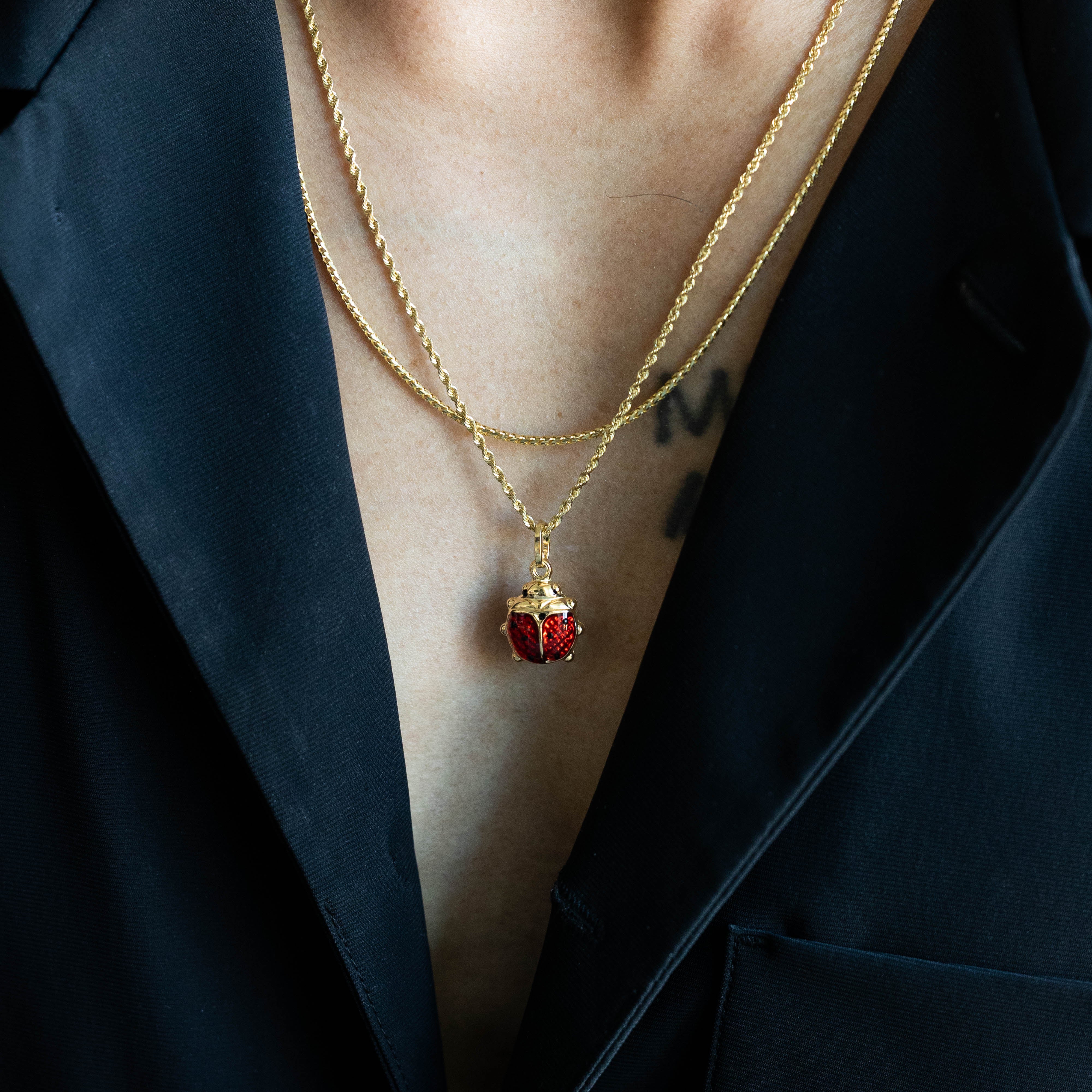 Adorable Ladybug 14K Gold Pendant - Charlie & Co. Jewelry