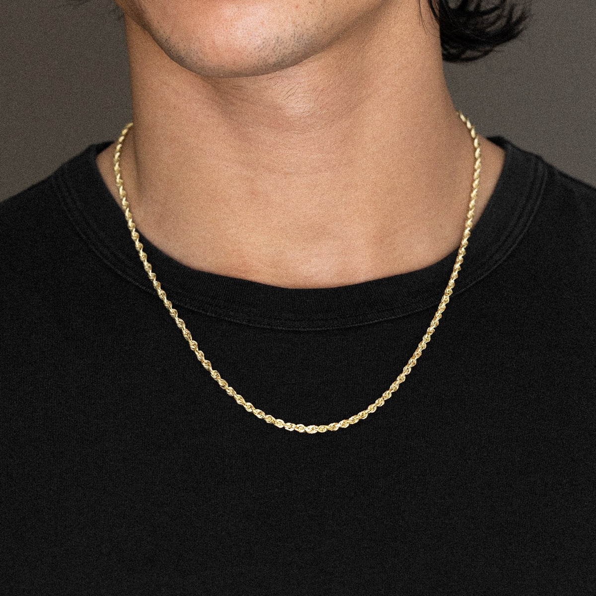 14k Gold 2.8mm Solid Lightweight Diamond-Cut Rope Chain - Model CH-0137