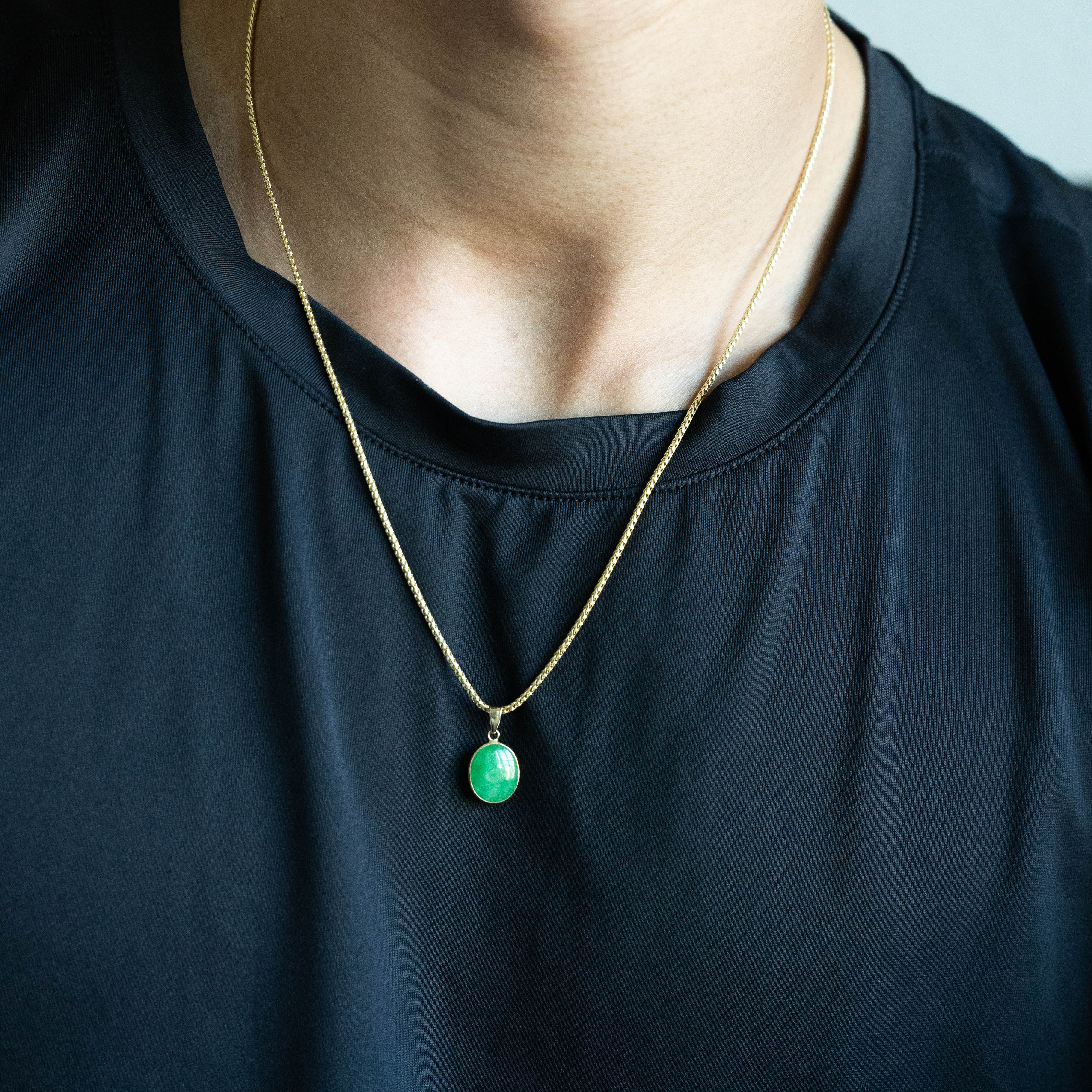 14k Green Jade Cabochon Oval Charm - Model XP5312