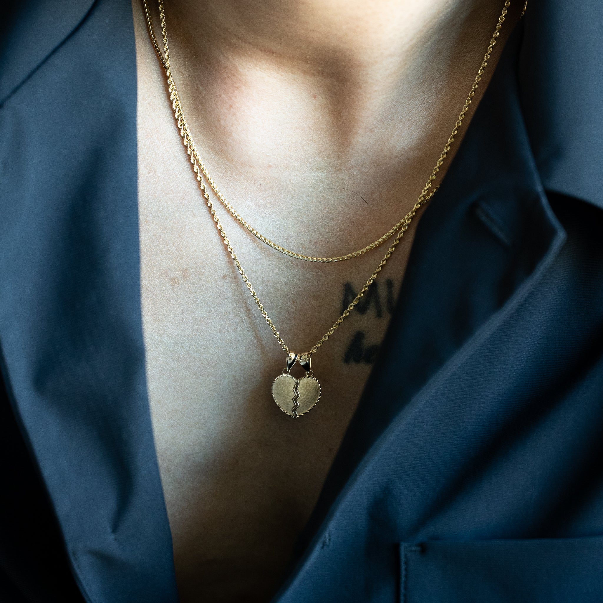 14K Gold Couple Breakable Heart Pendant - Model 415