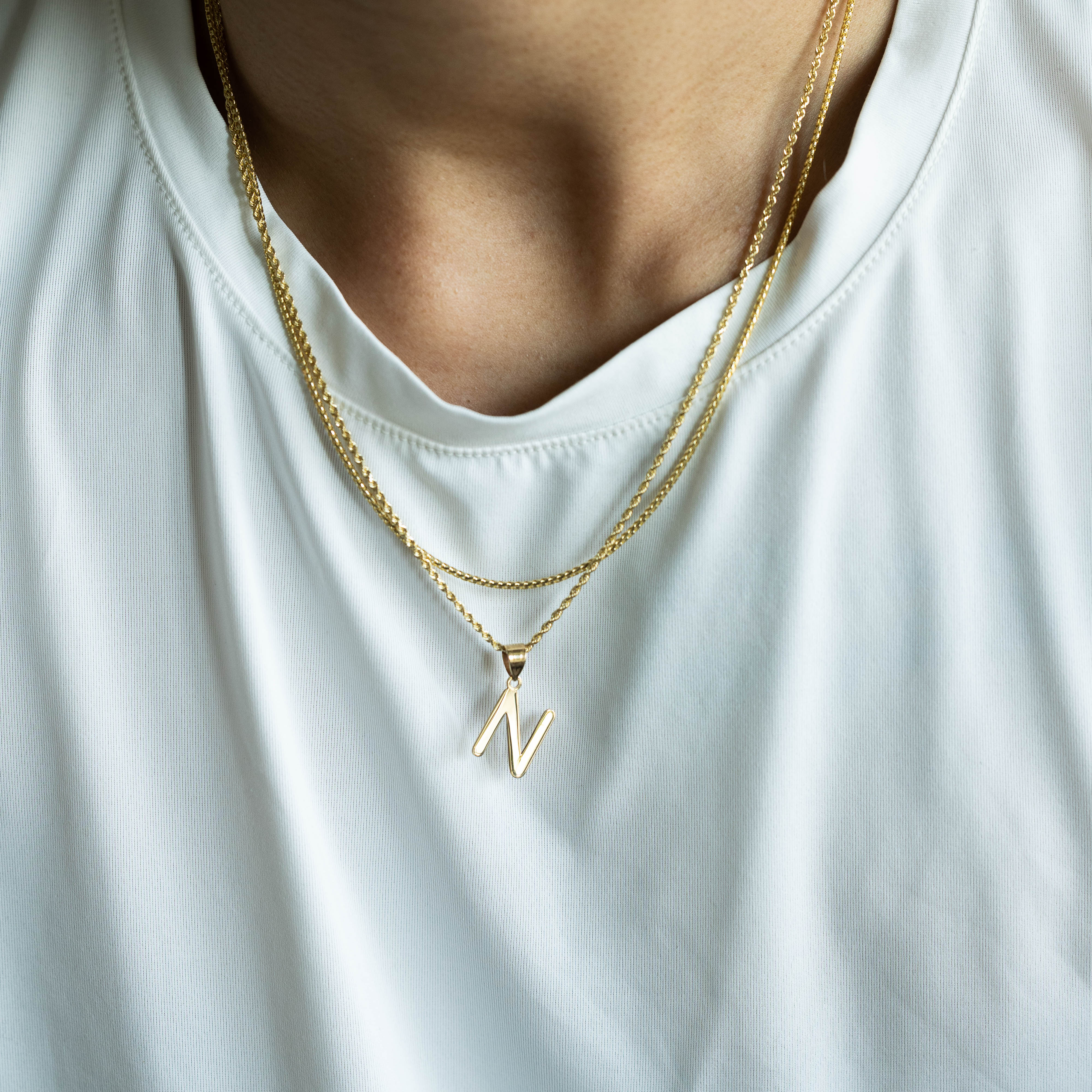 14K Gold Polished Letter 'N' Initial Charm - Model YC1441 - Charlie & Co. Jewelry