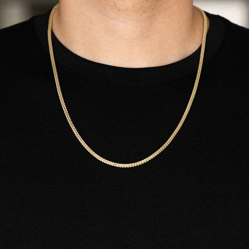 14k Gold 3mm Diamond-Cut Open Franco Chain - Model CH-0607