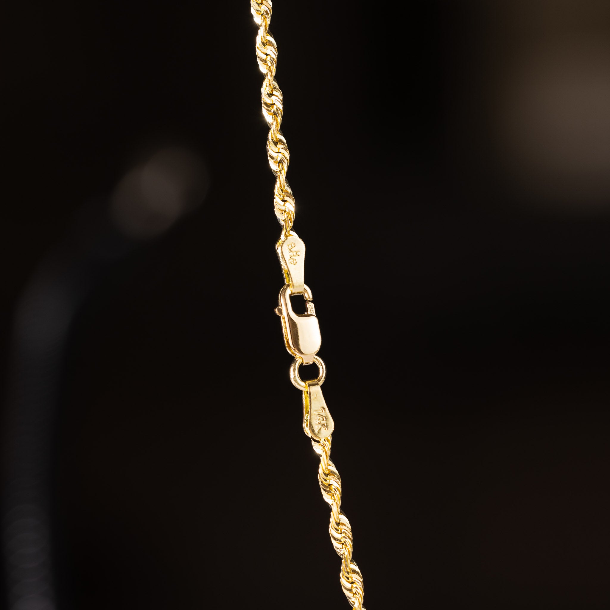14k Gold 2.3mm Solid LightWeight Diamond-Cut Rope Chain - Model CH-0138