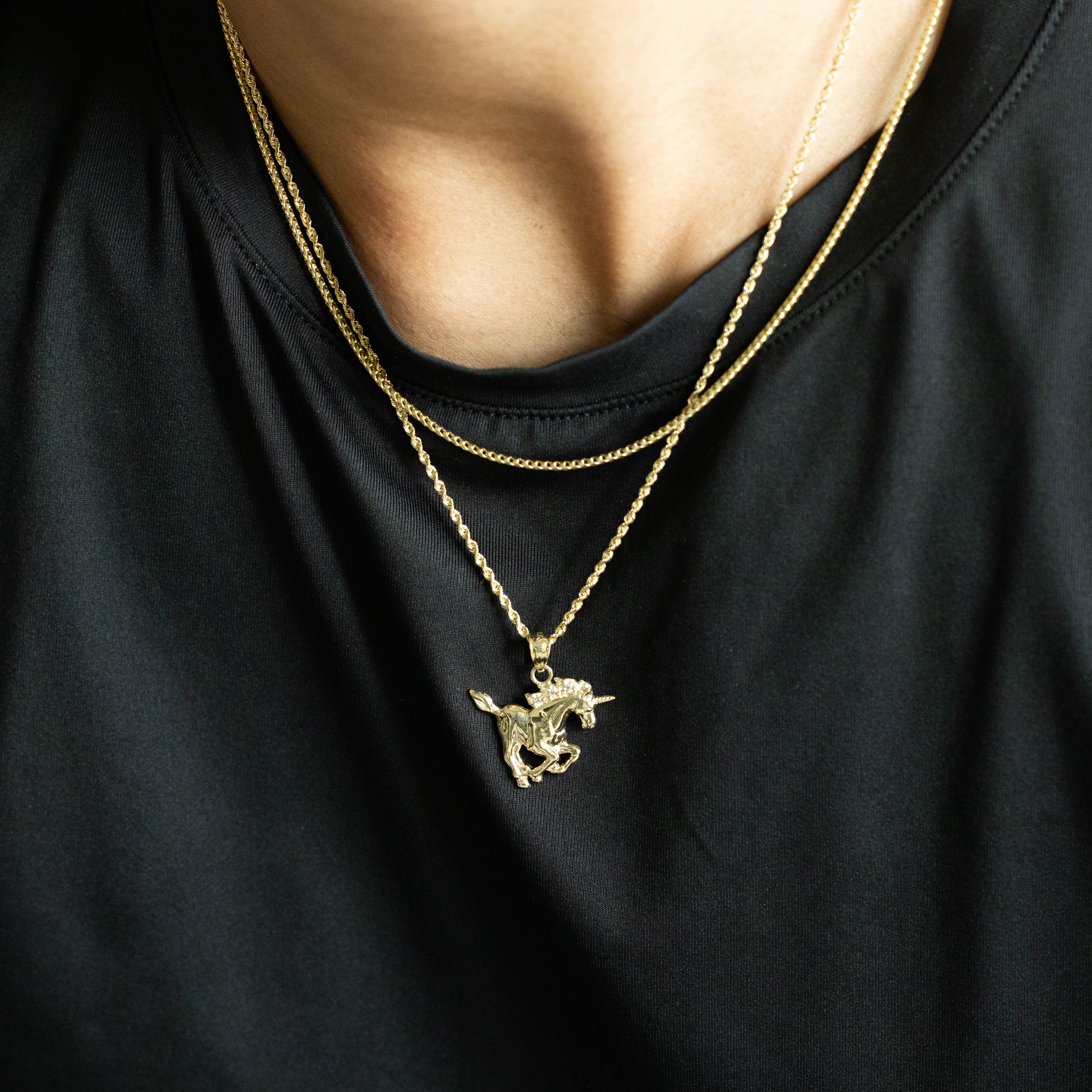 14K Gold Pegasus Unicorn Pendant - Model PT2650