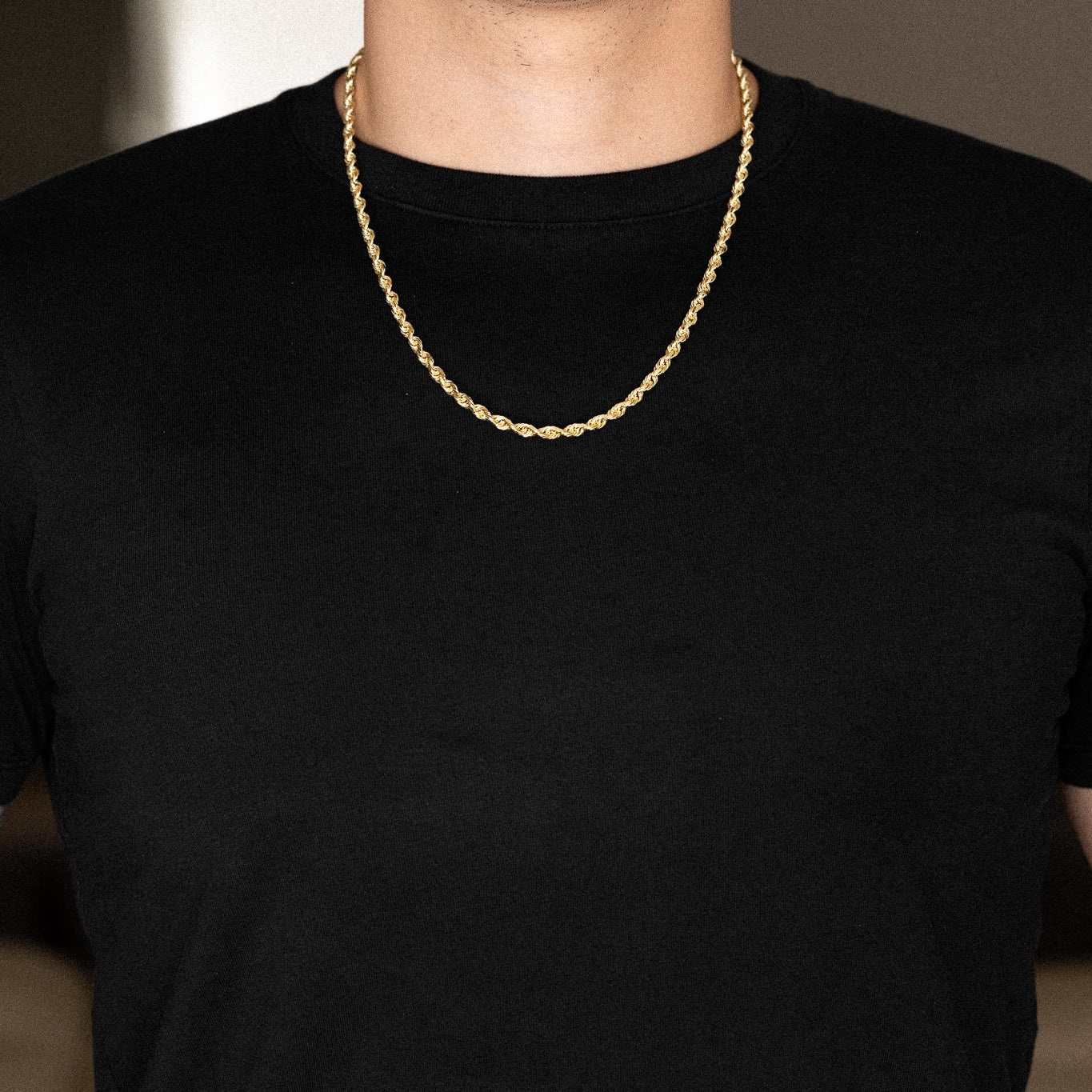 14k Gold 4.4mm Solid Lightweight Diamond-Cut Rope Chain - Model CH-0385