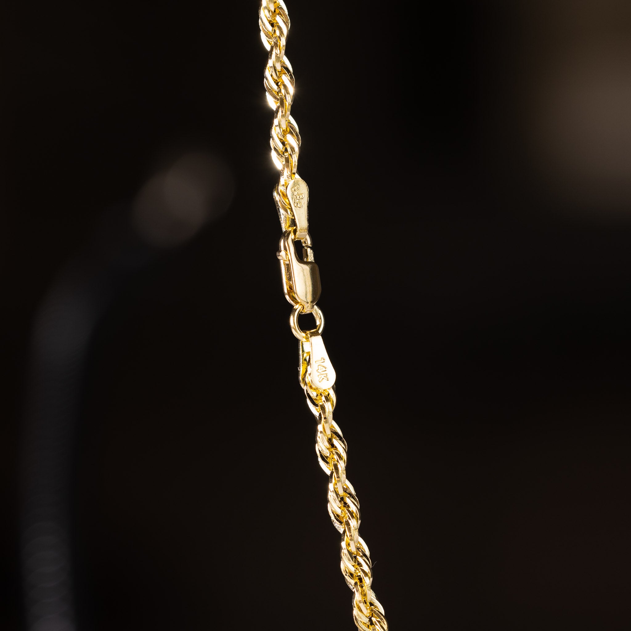 14k Gold 3mm Hollow Diamond-Cut Rope Chain - Model CH-0148