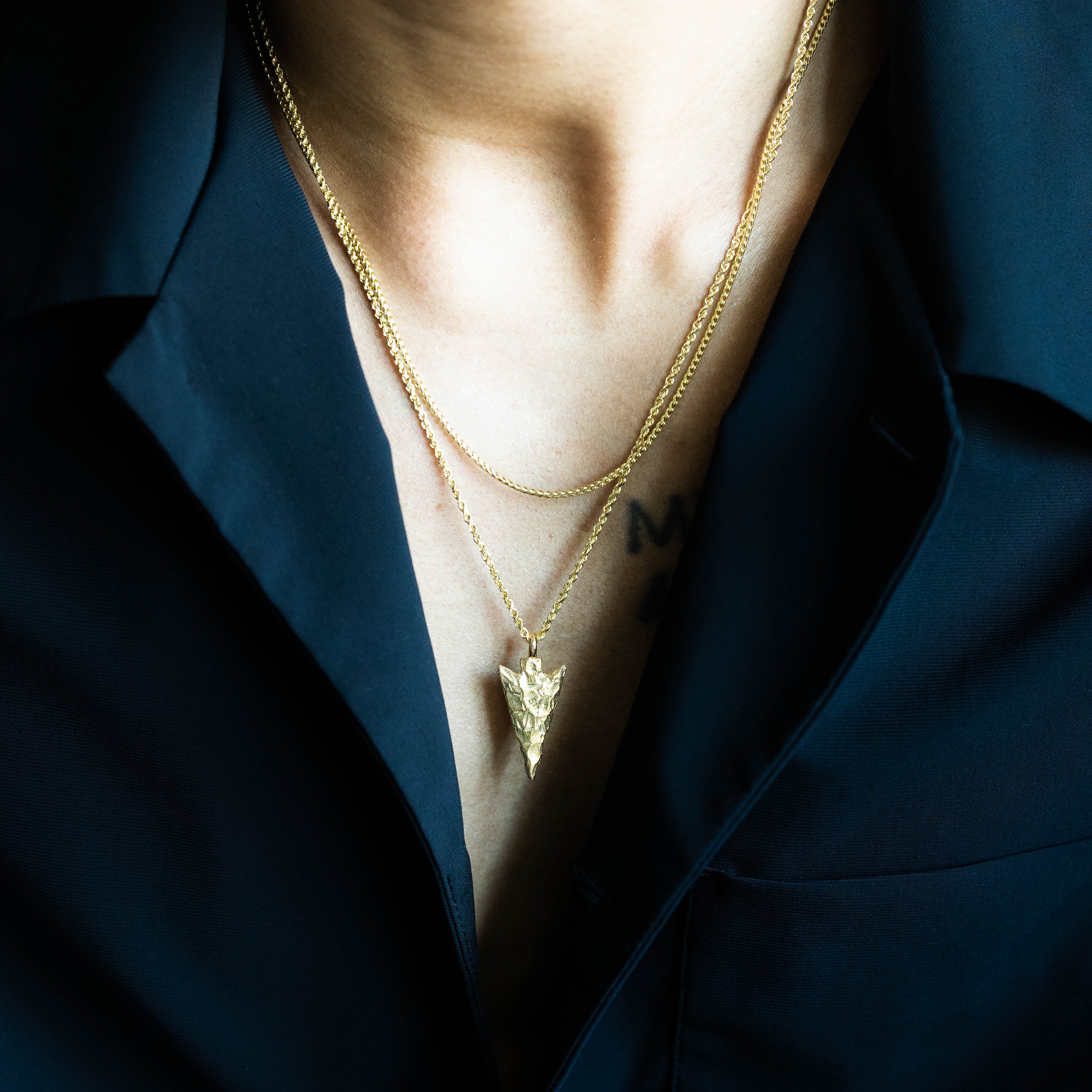 14K Gold Large 3-D Arrowhead Pendant - Model A0932