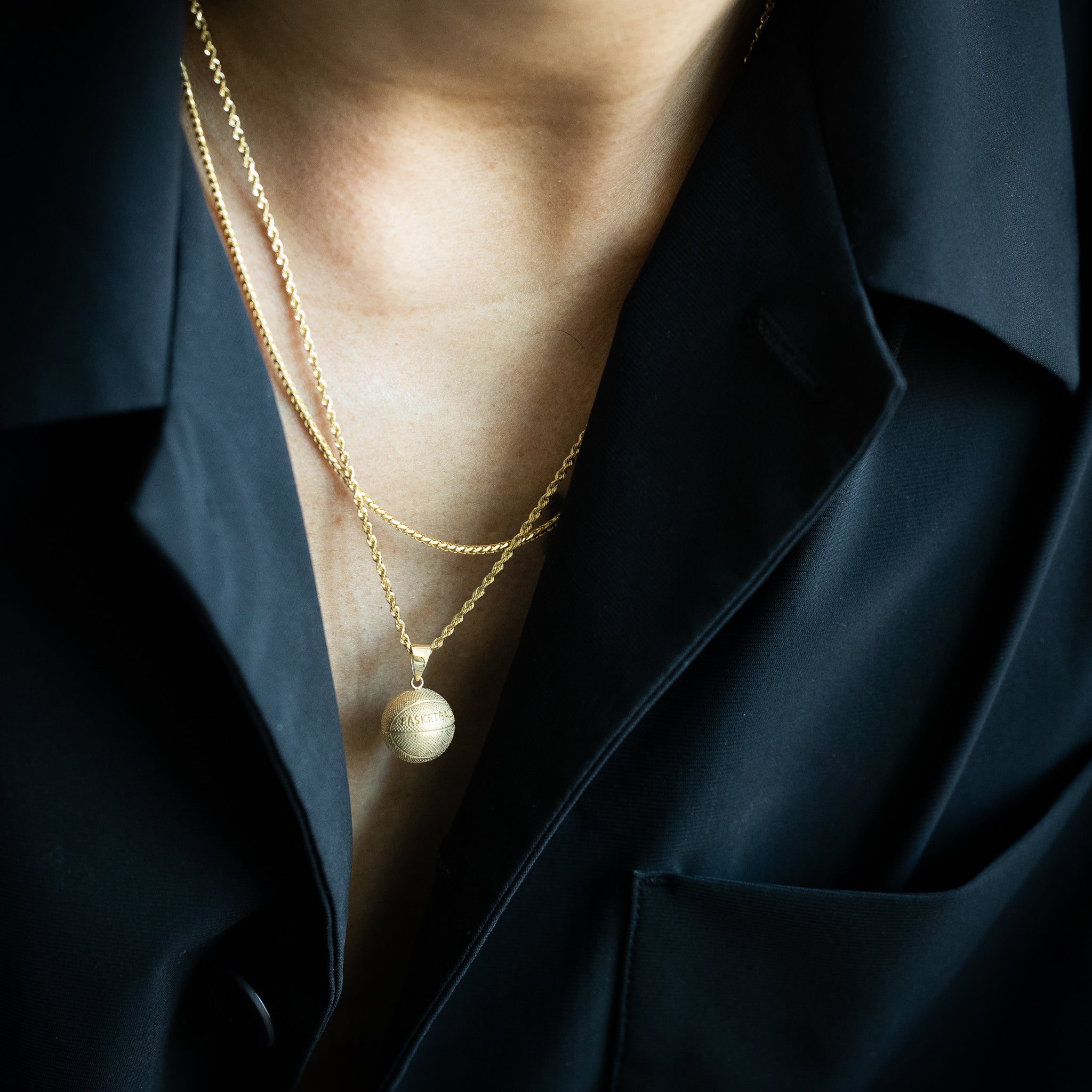 14K Gold 3D Basketball Pendant – Model 3095