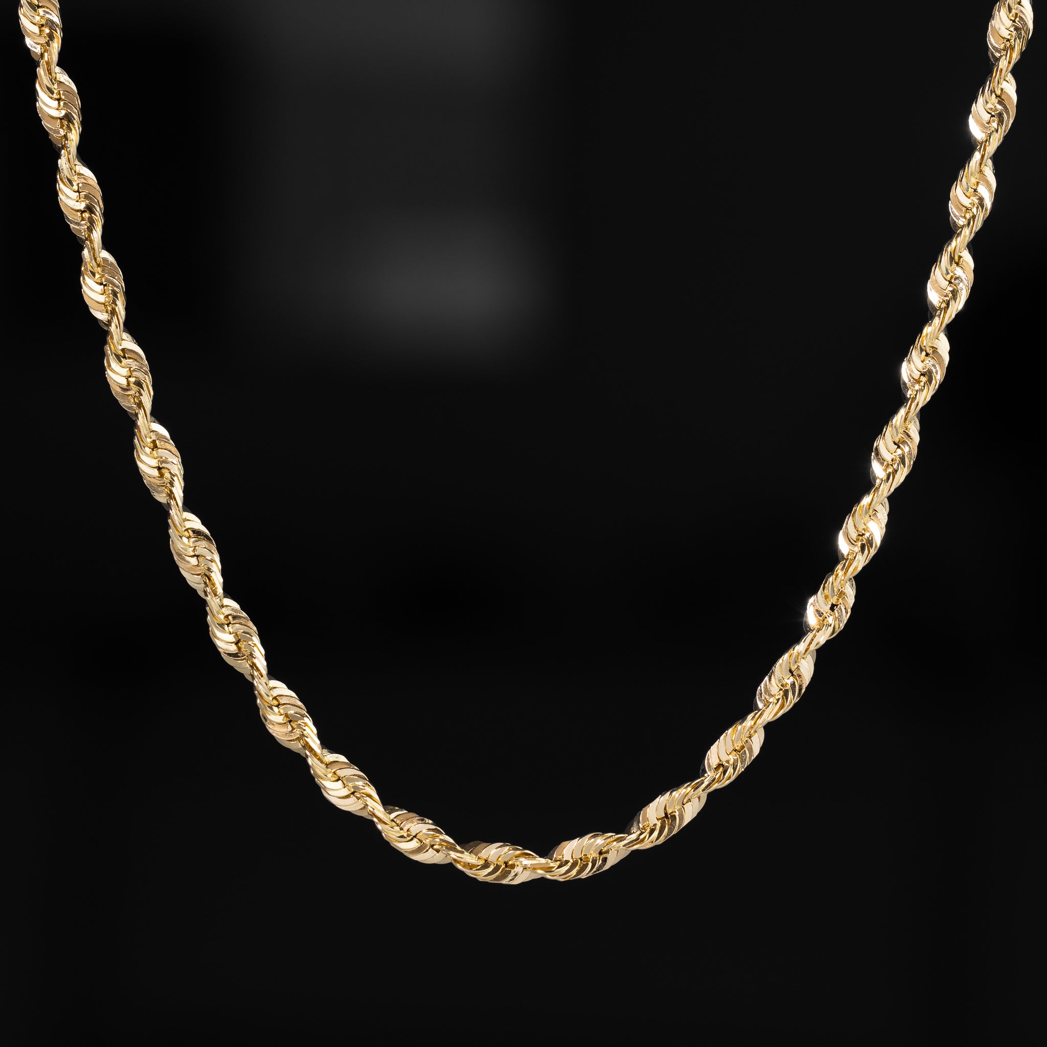 14k Gold 4.0mm Solid Lightweight Diamond-Cut Rope Chain - Model CH-0136
