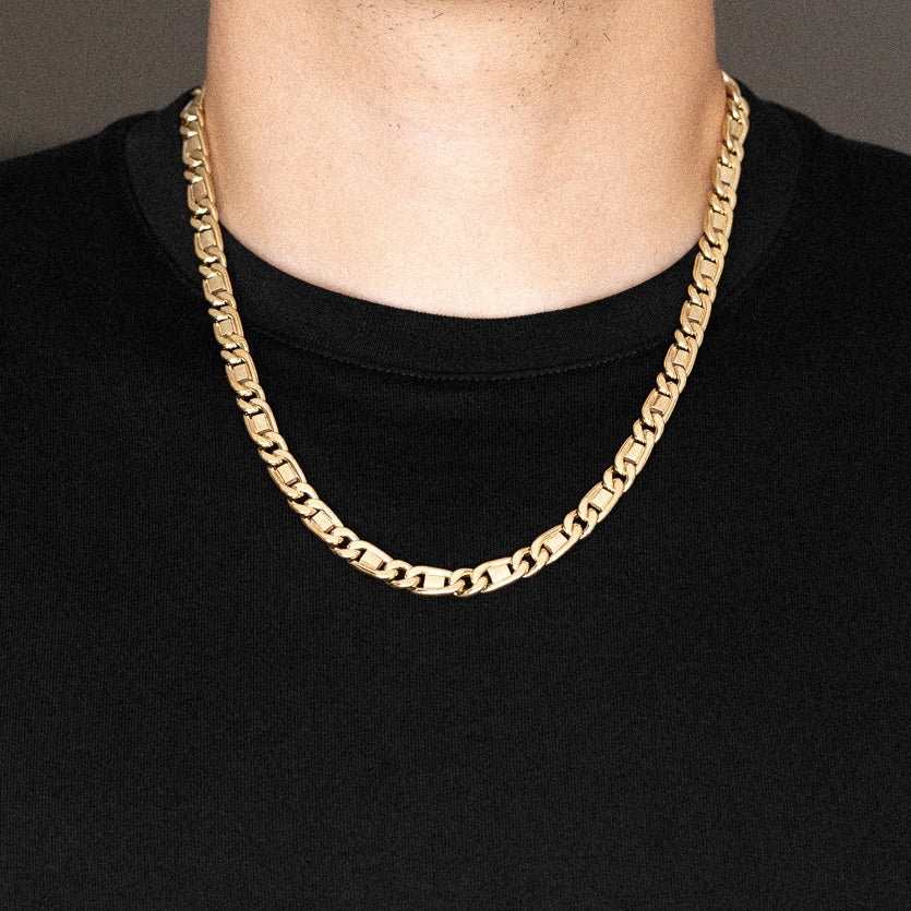 14k Gold 7.7mm Hollow Tiger Eye Chain - Model CH-0647