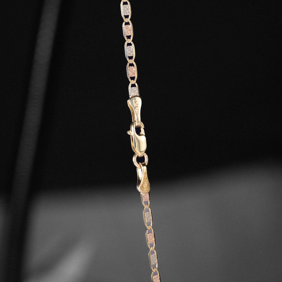 14K Gold 2.1mm Gold Tri Colors Solid Valentino Chain - Model 0117