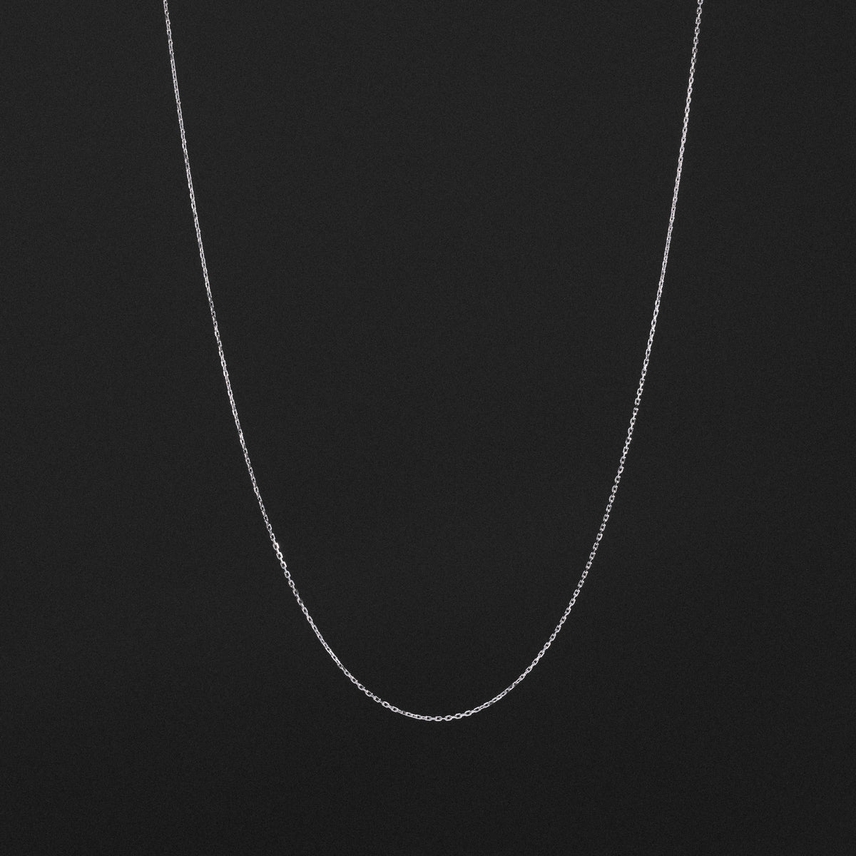 14k White Gold 0.9mm Angle Cut Oval Rolo Chain - Model CH-0561