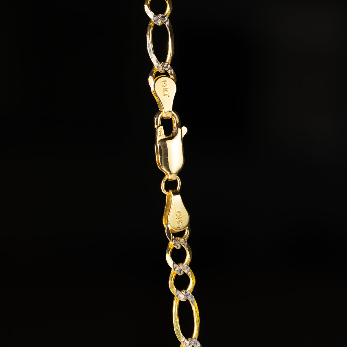 14k Gold 4.7mm Two-Tone Open Figaro Chain - Model CH-0307