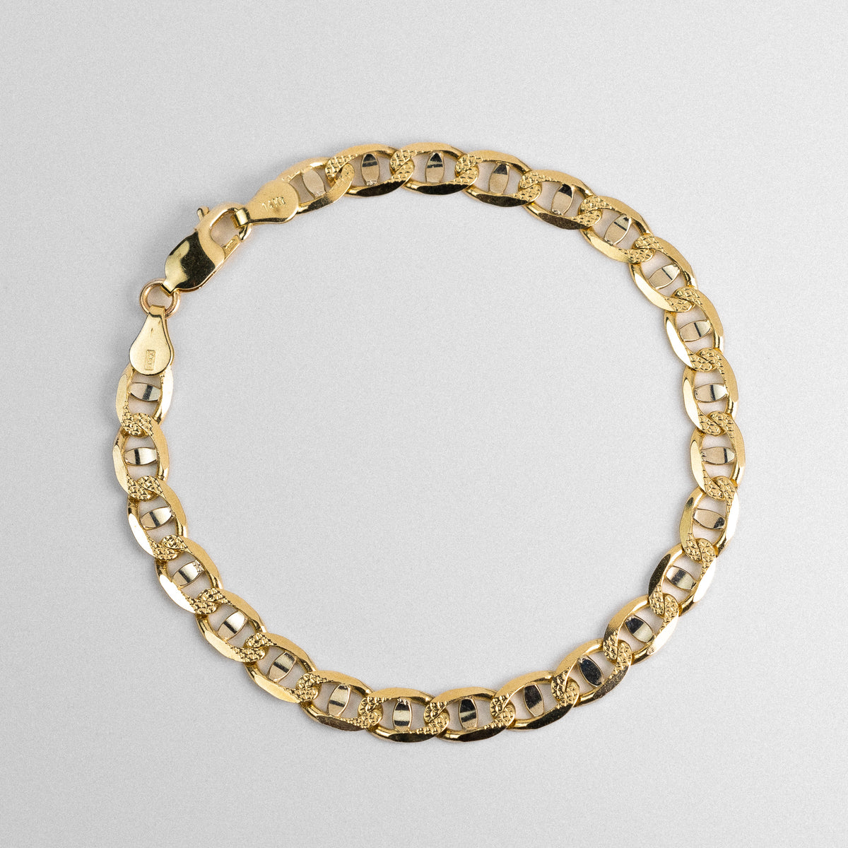 14k Gold Two-Tone 6.3mm Light Mariner Chain Bracelet 8 Inch - Model CH-0638