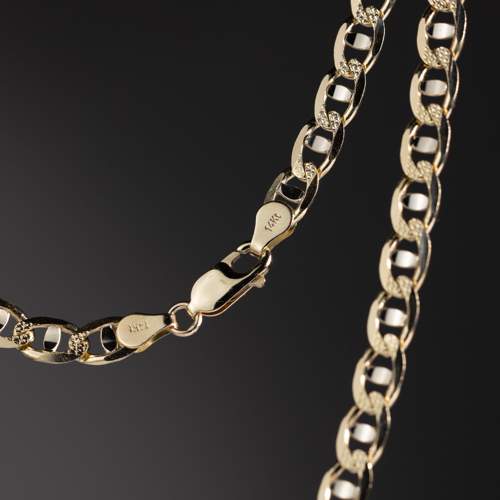 14k Gold Two-Tone 6.3mm Light Mariner Chain Bracelet 8 Inch - Model CH-0638