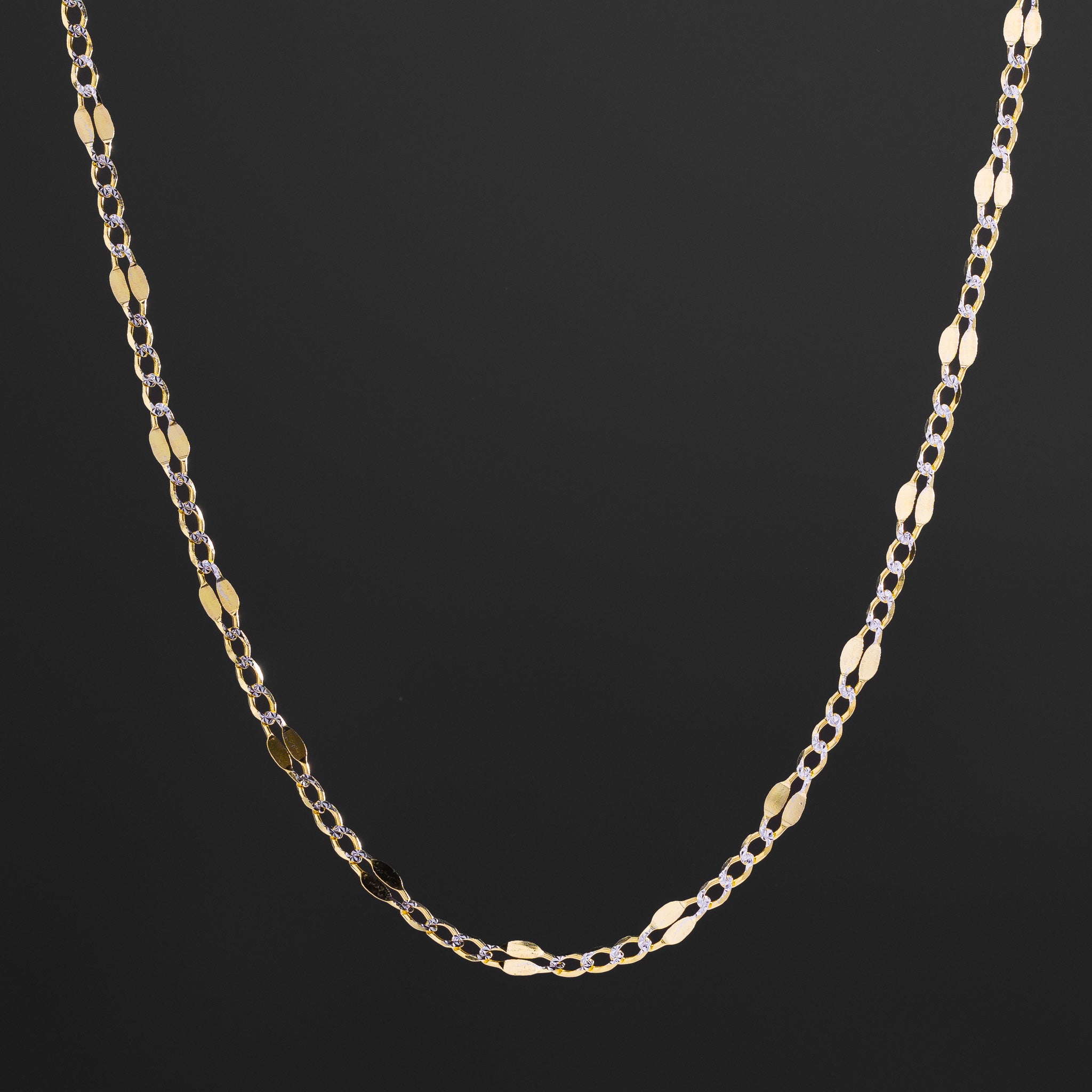 14k Gold 4.8mm Two-Tone Stamped Figaro Chain - Model CH-0131