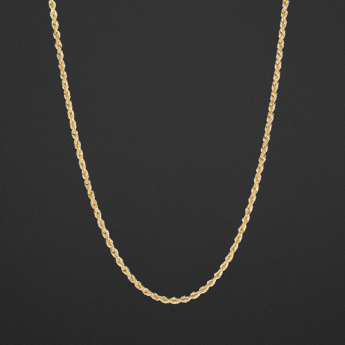 14K Gold 3mm Solid Diamond-Cut Classic Rope Chain - Model CH-0387