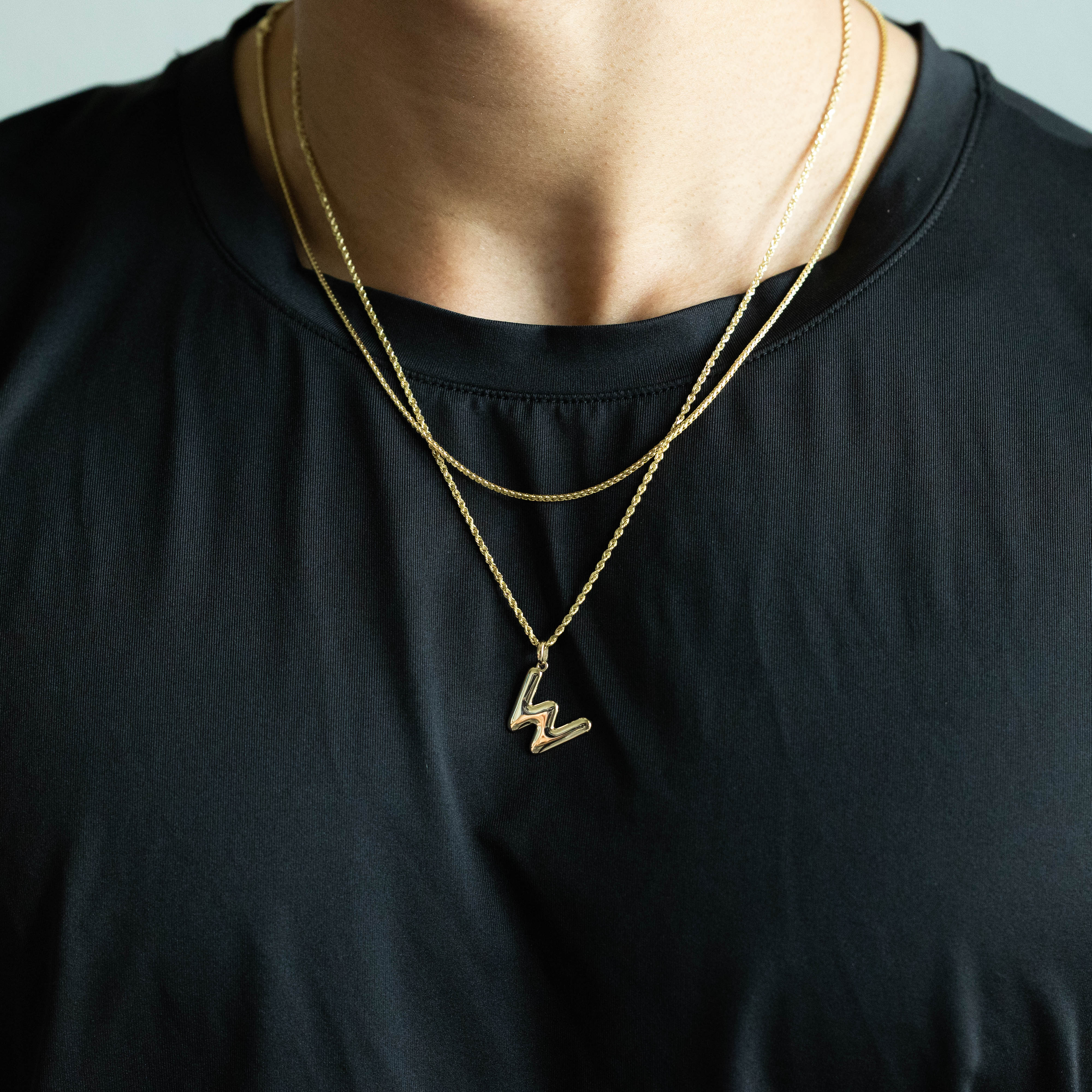 14K Gold Puffy Letter 'W' Pendant