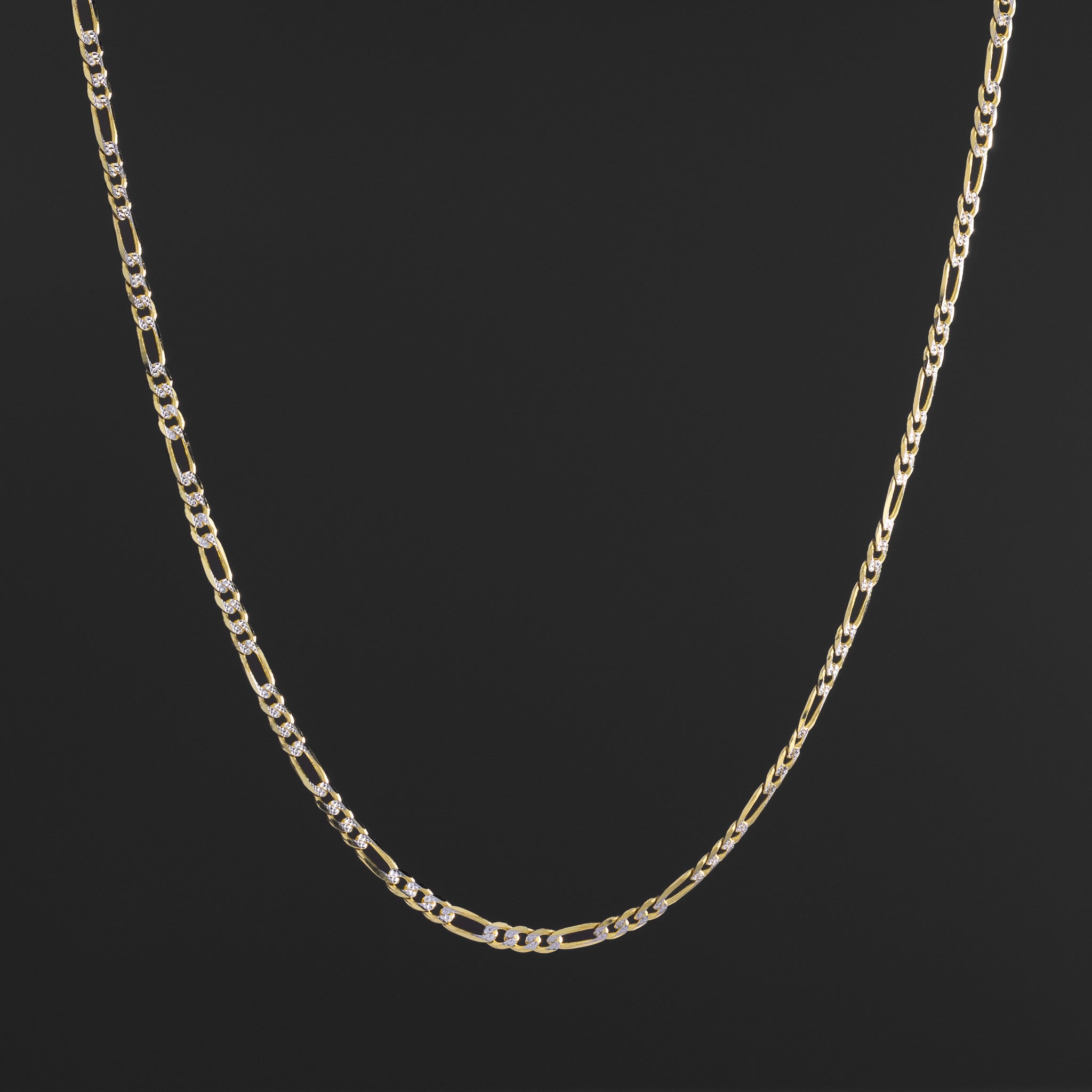 14k Gold 3.1mm Two-Tone Lightweight Figaro Chain - Model CH-0121