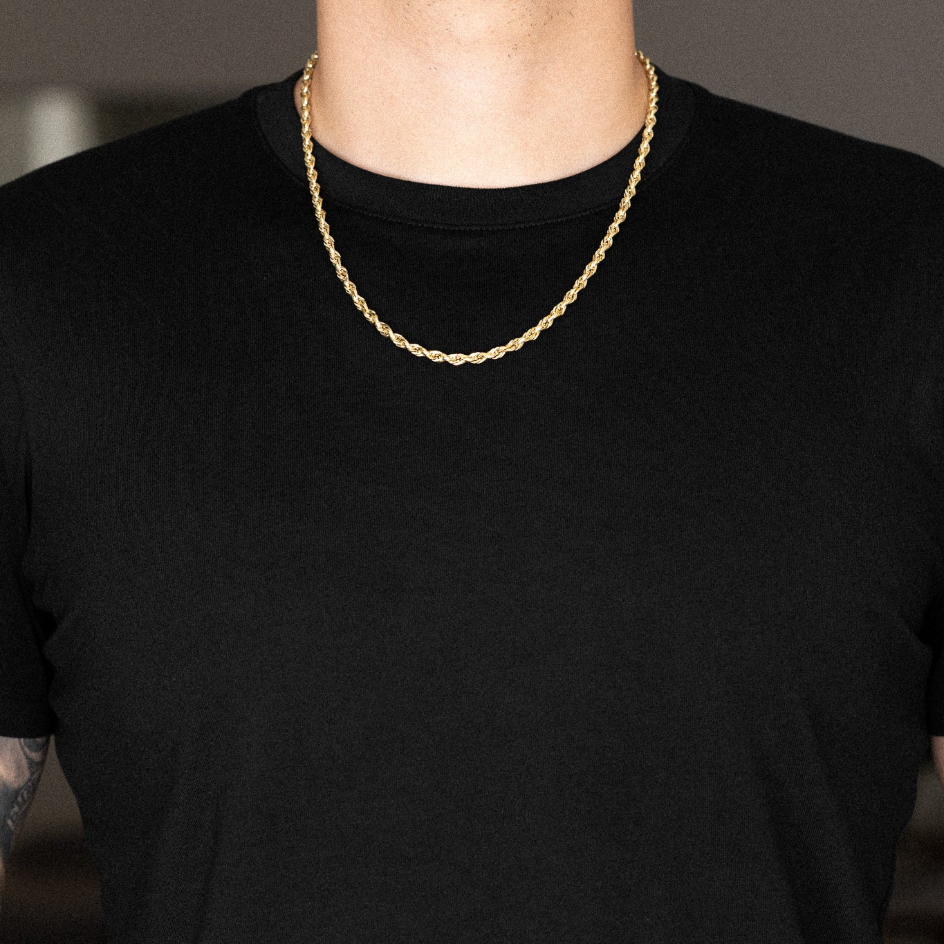 14k Gold 4mm Hollow Diamond-Cut Rope Chain - Model CH-0147