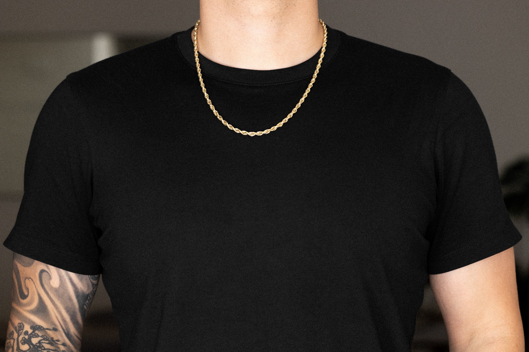14k Gold 4mm Hollow Diamond-Cut Rope Chain - Model CH-0147