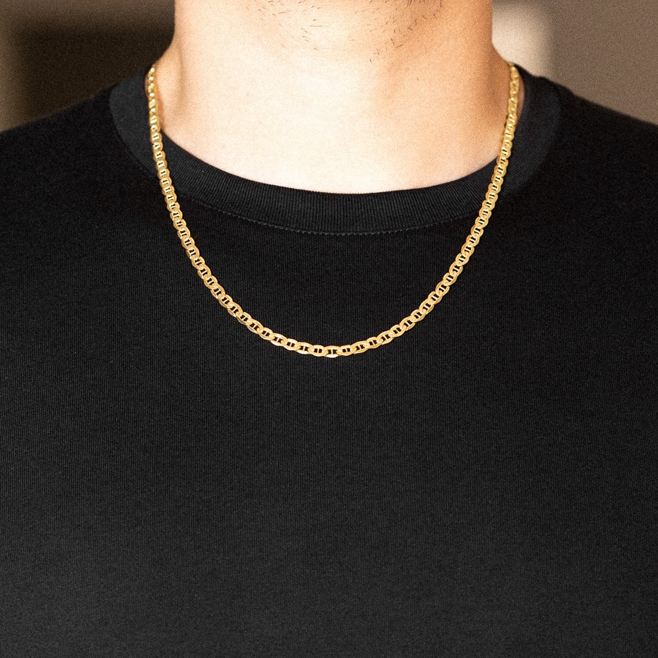 14k Gold 4.7mm Hollow Mariner Bevel Chain - Model CH-0534