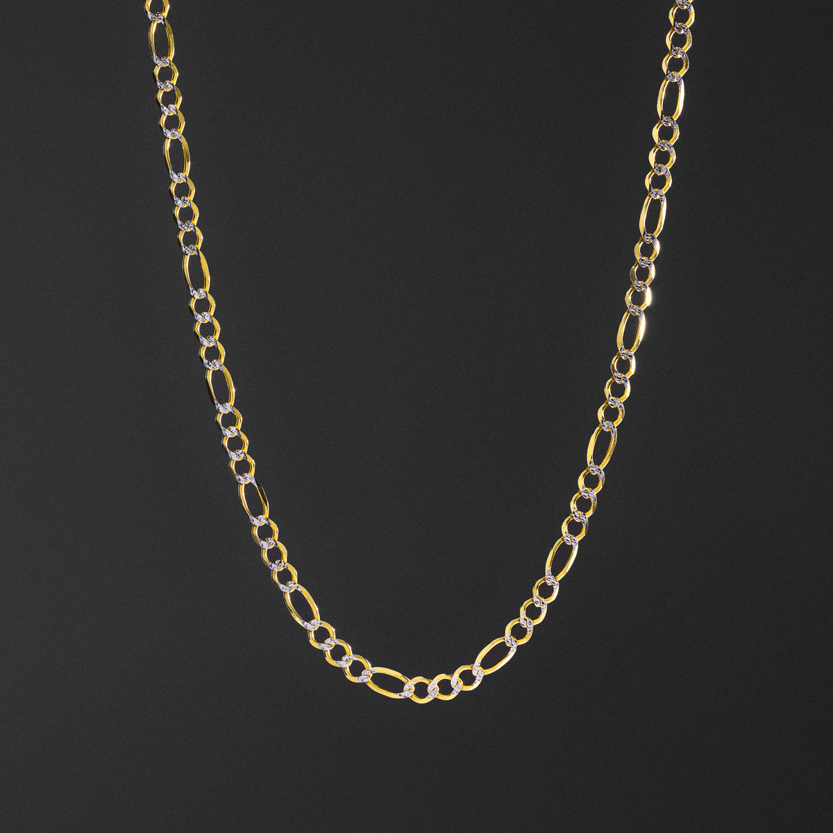 14k Gold 4.7mm Two-Tone Open Figaro Chain - Model CH-0307 - Charlie & Co. Jewelry