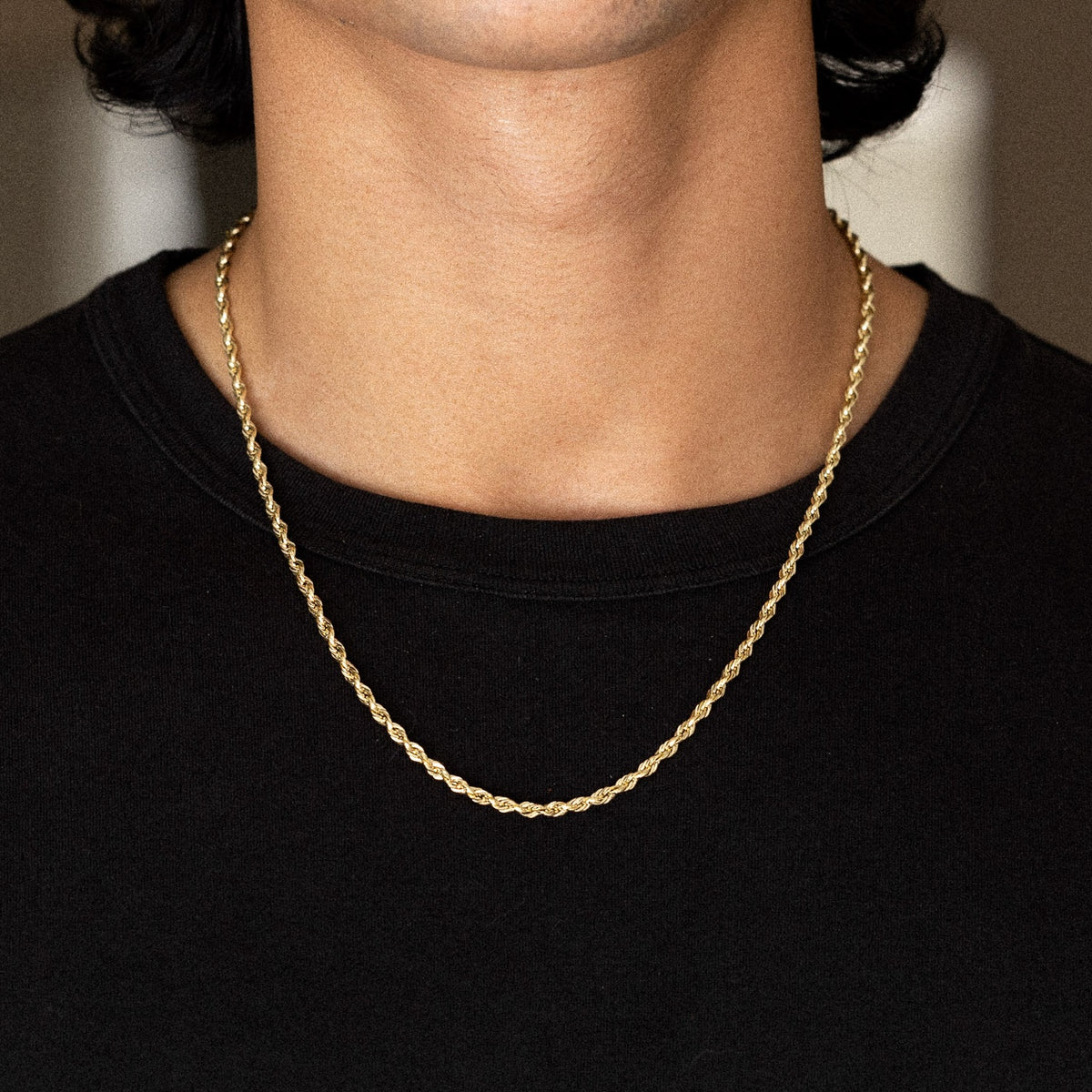 14k Gold 3mm Hollow Diamond-Cut Rope Chain - Model CH-0148