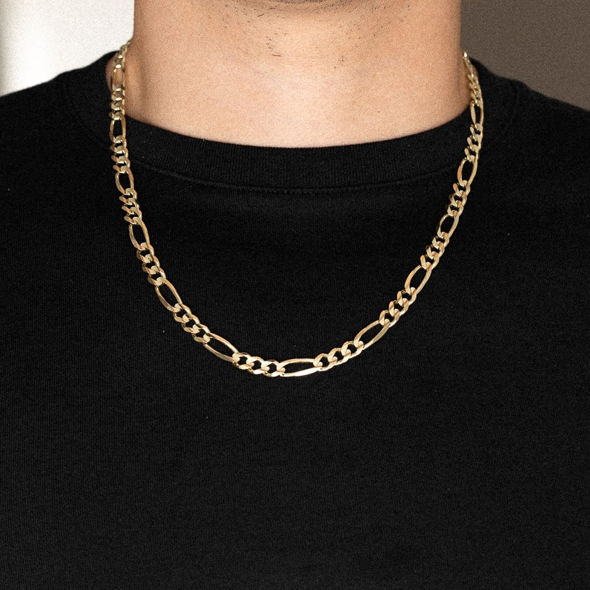 14k Gold 6.9mm Concave Figaro Chain - Model CH-0289