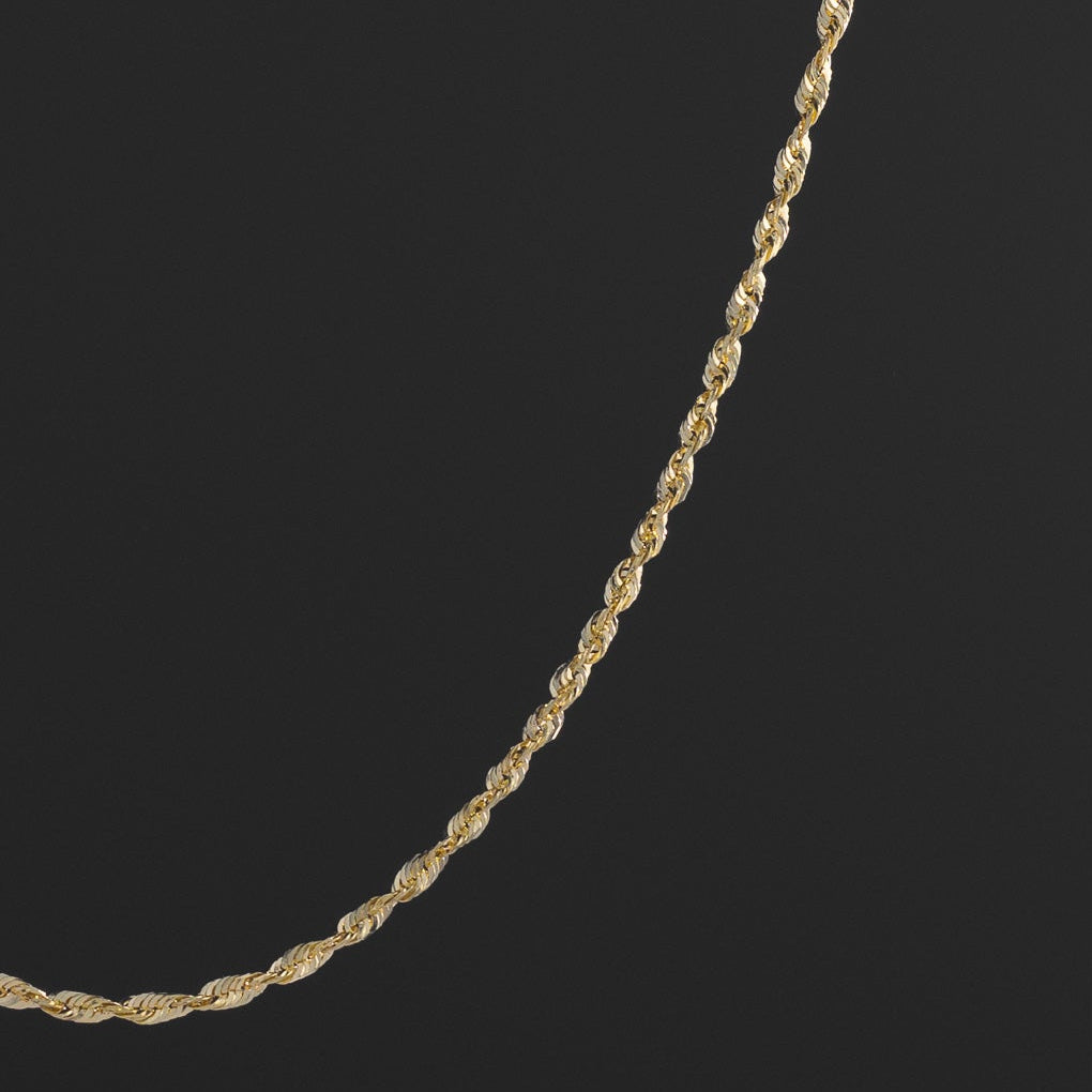 14k Gold 1.9mm Solid Lightweight Diamond-Cut Rope Chain - Model CH-0139
