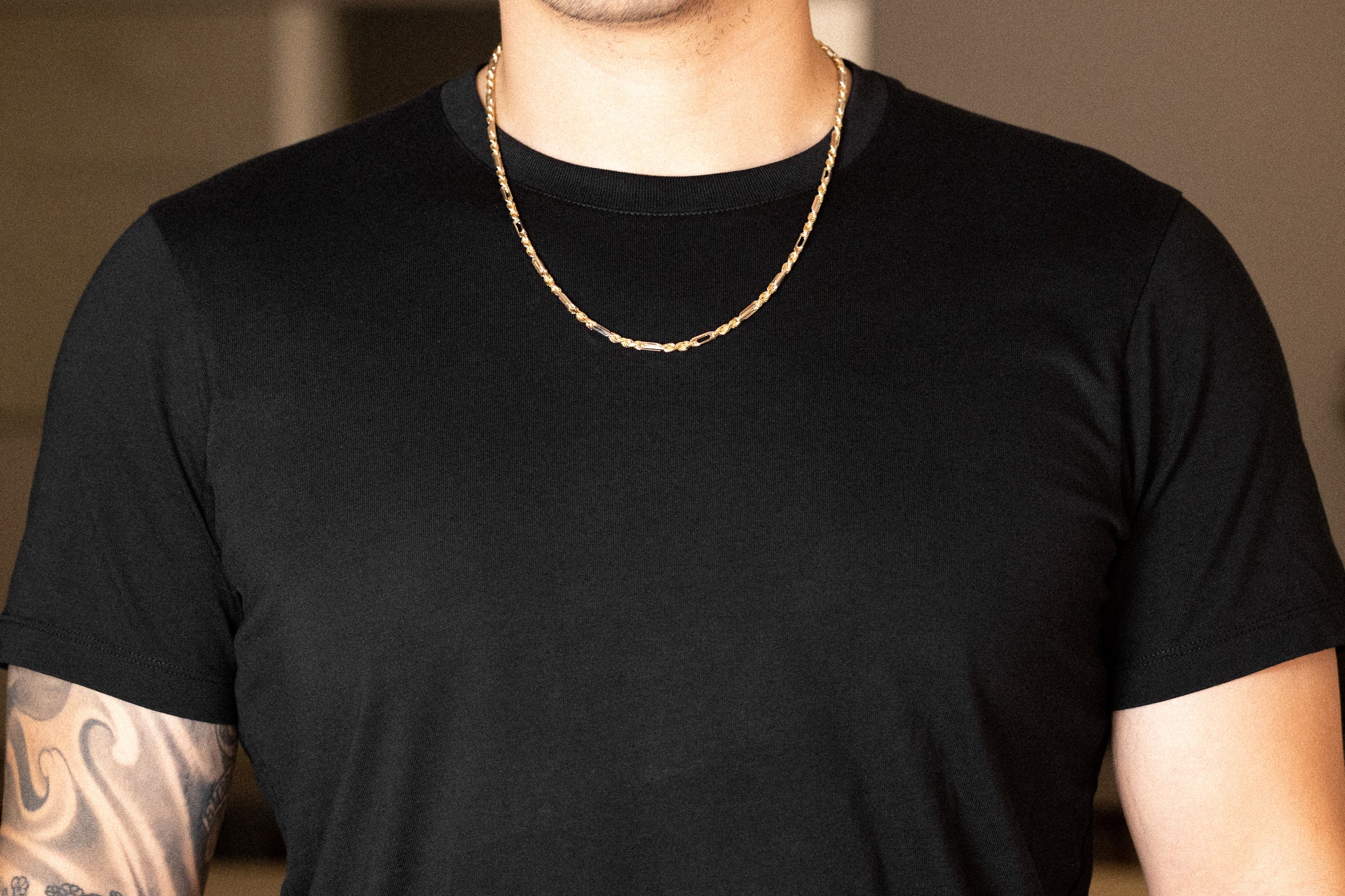 14k Gold 3.5mm Two-Tone Figarope Chain - Model CH-0397