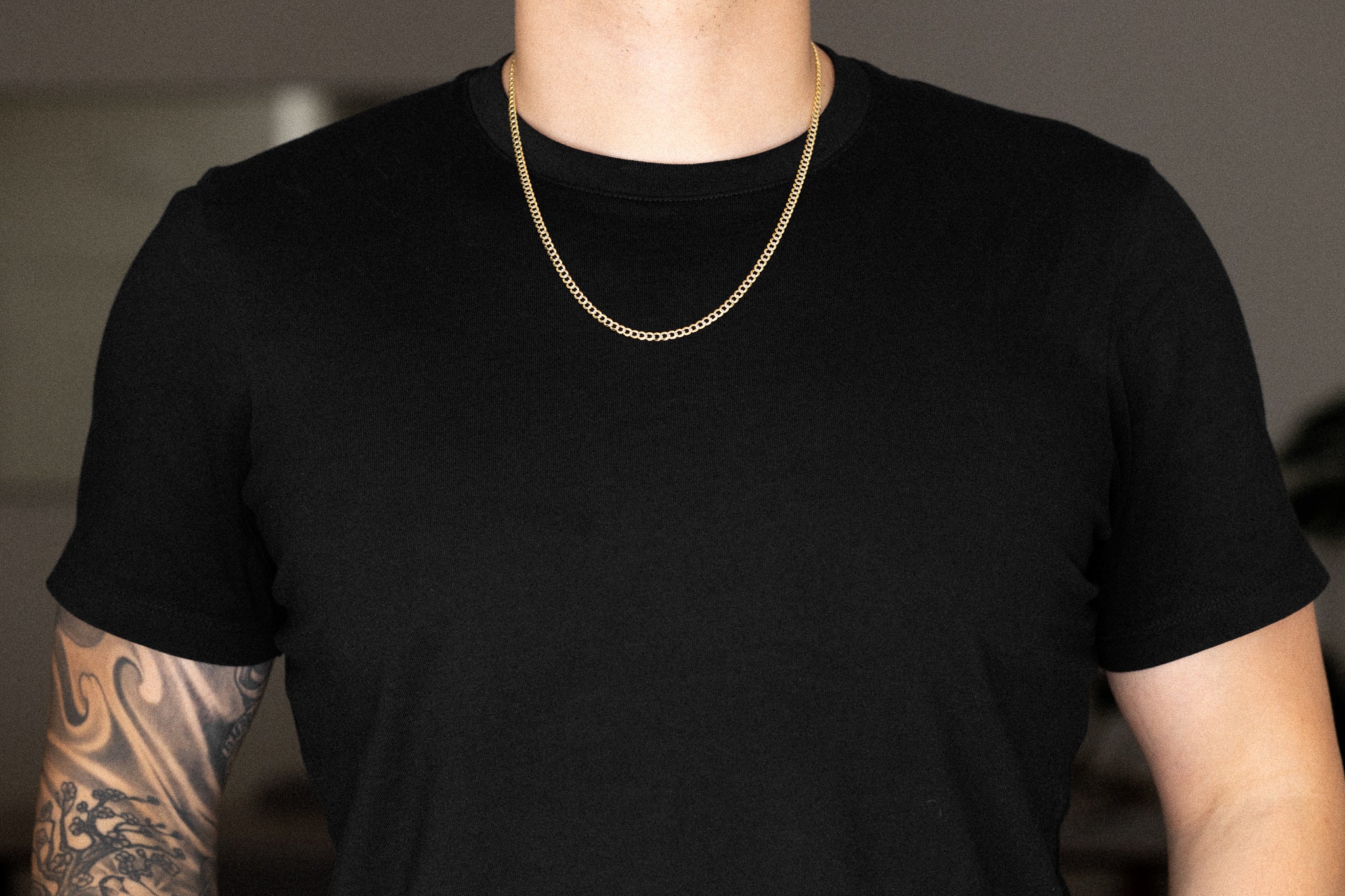 14k Gold 3.6mm Two-Tone Concave Curb Chain - Model CH-0127