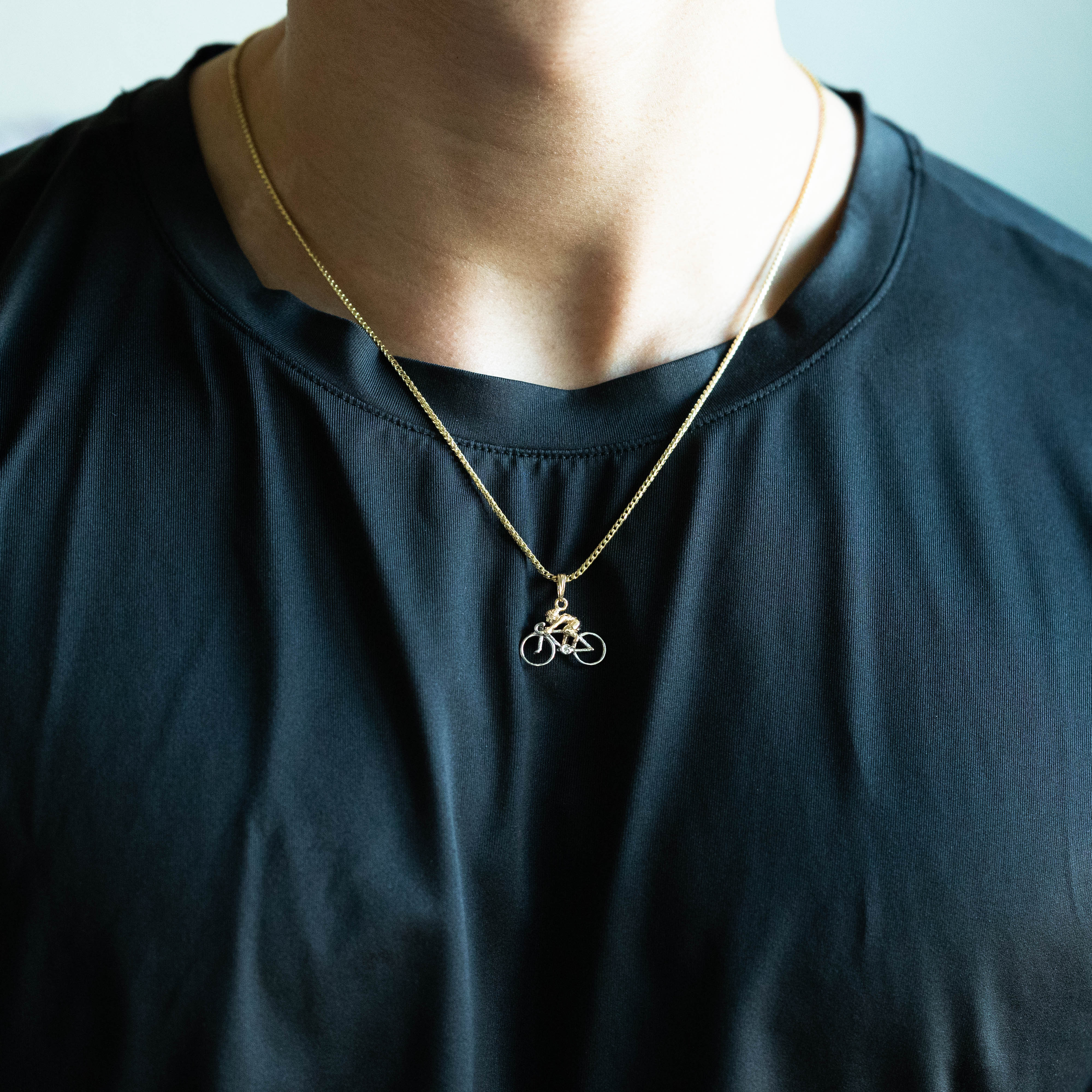 14K Gold Yellow And White 3-D Bicycle With Rider Charm - Model K9020