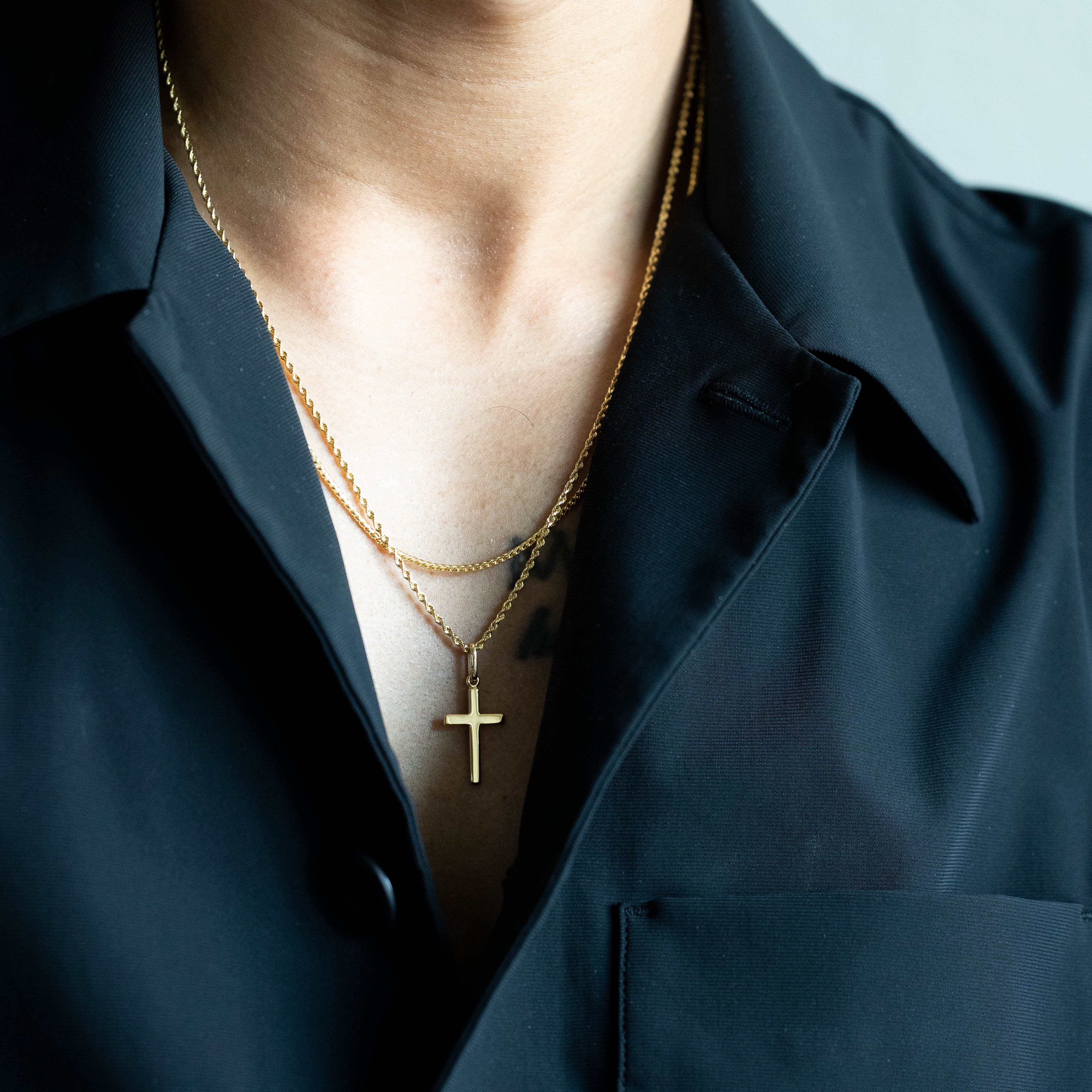 14K Gold Classic Plain Cross Pendant - Model K1171 - Charlie & Co. Jewelry