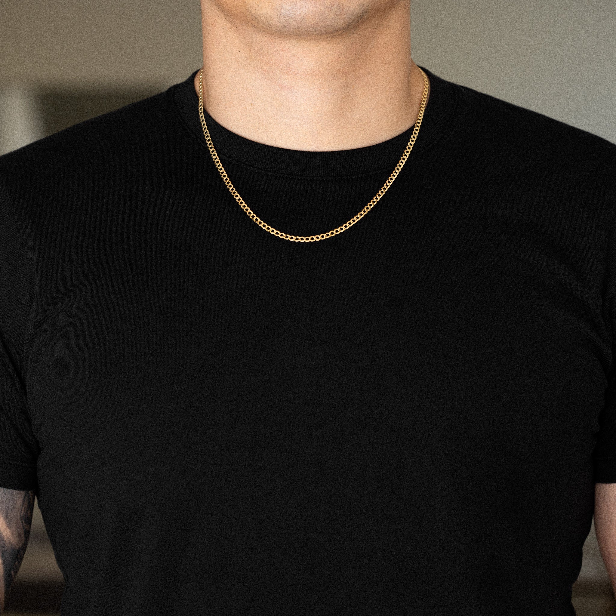 14k Gold 3.6mm Concave Curb Chain - Model CH-0109