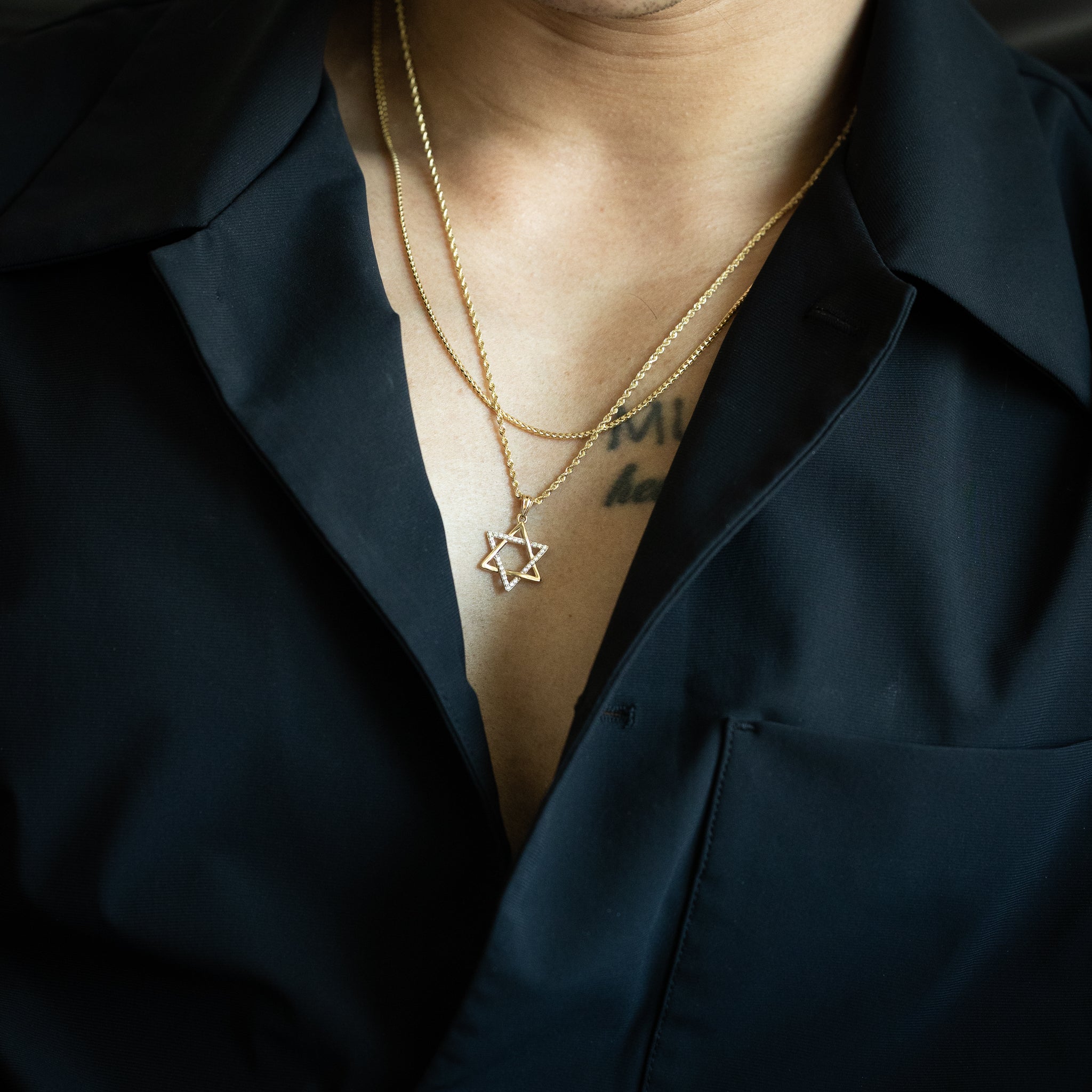 14K Gold Star of David Pendant - Model 2241