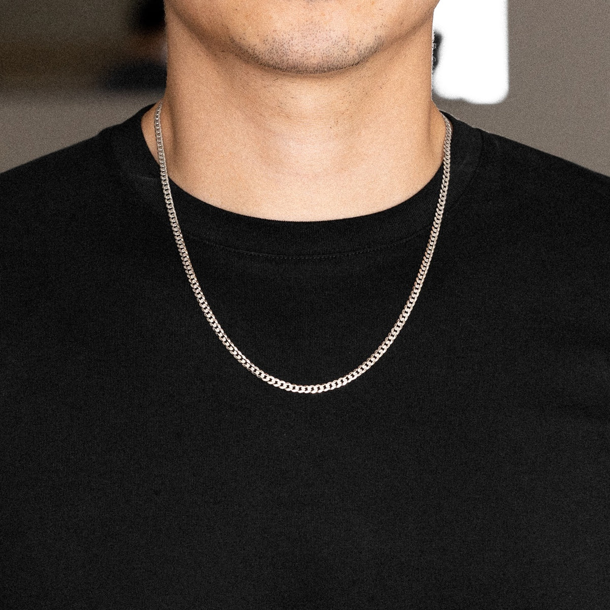14k 4mm White Gold Concave Cuban Chain - Model CH-0349