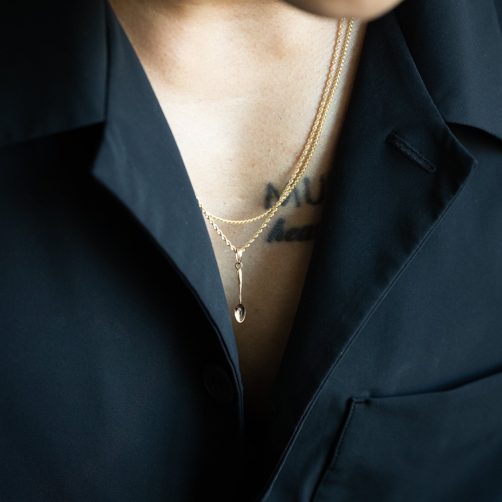 14K Gold 3D Table Spoon Pendant