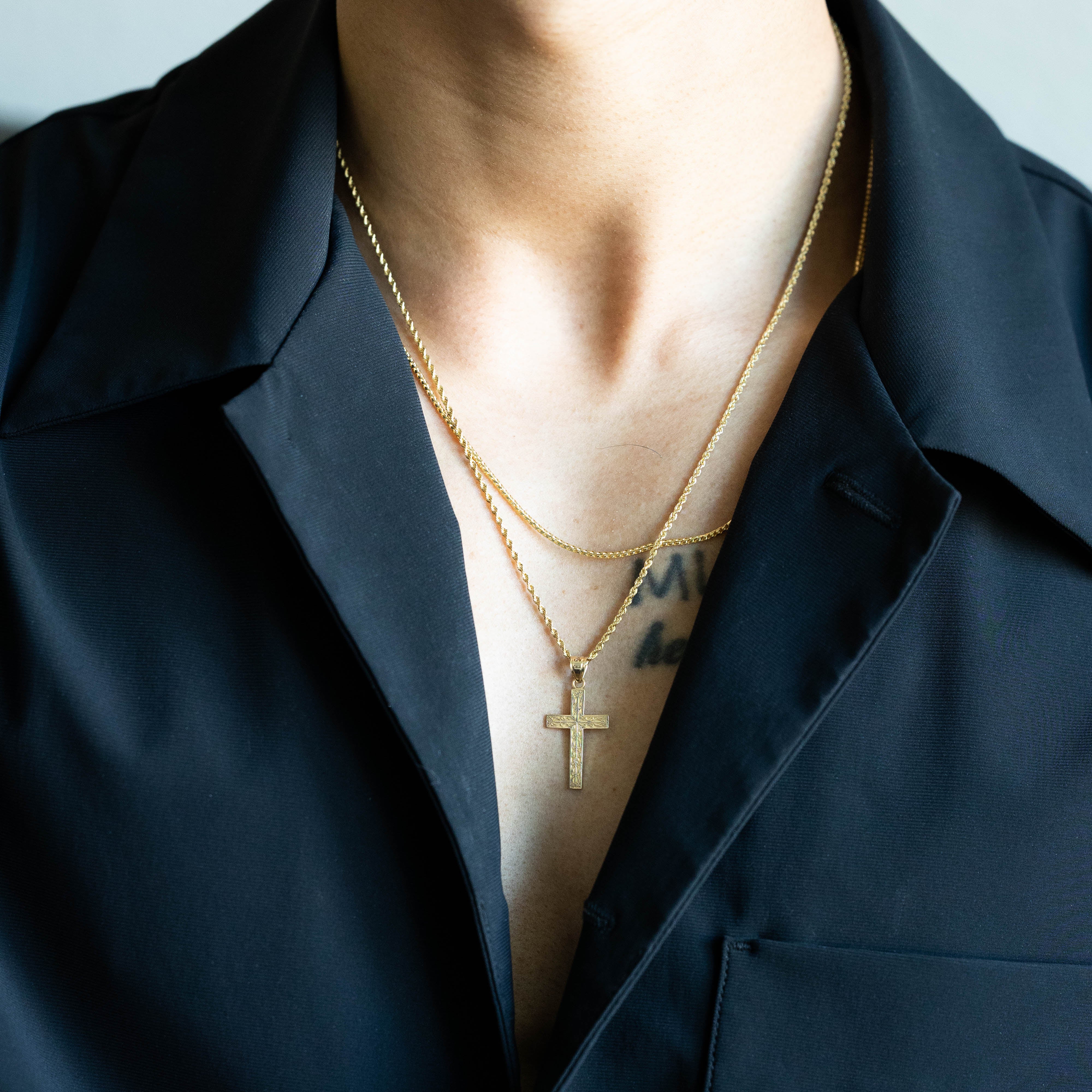 14K Gold Unique Cross Pendant - Model 0135 - Charlie & Co. Jewelry