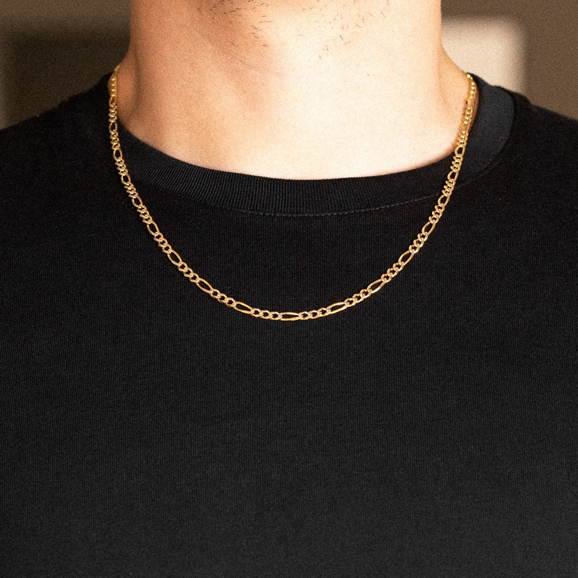 14k Gold 4mm Two-Tone Figaro Chain - Model CH-0303