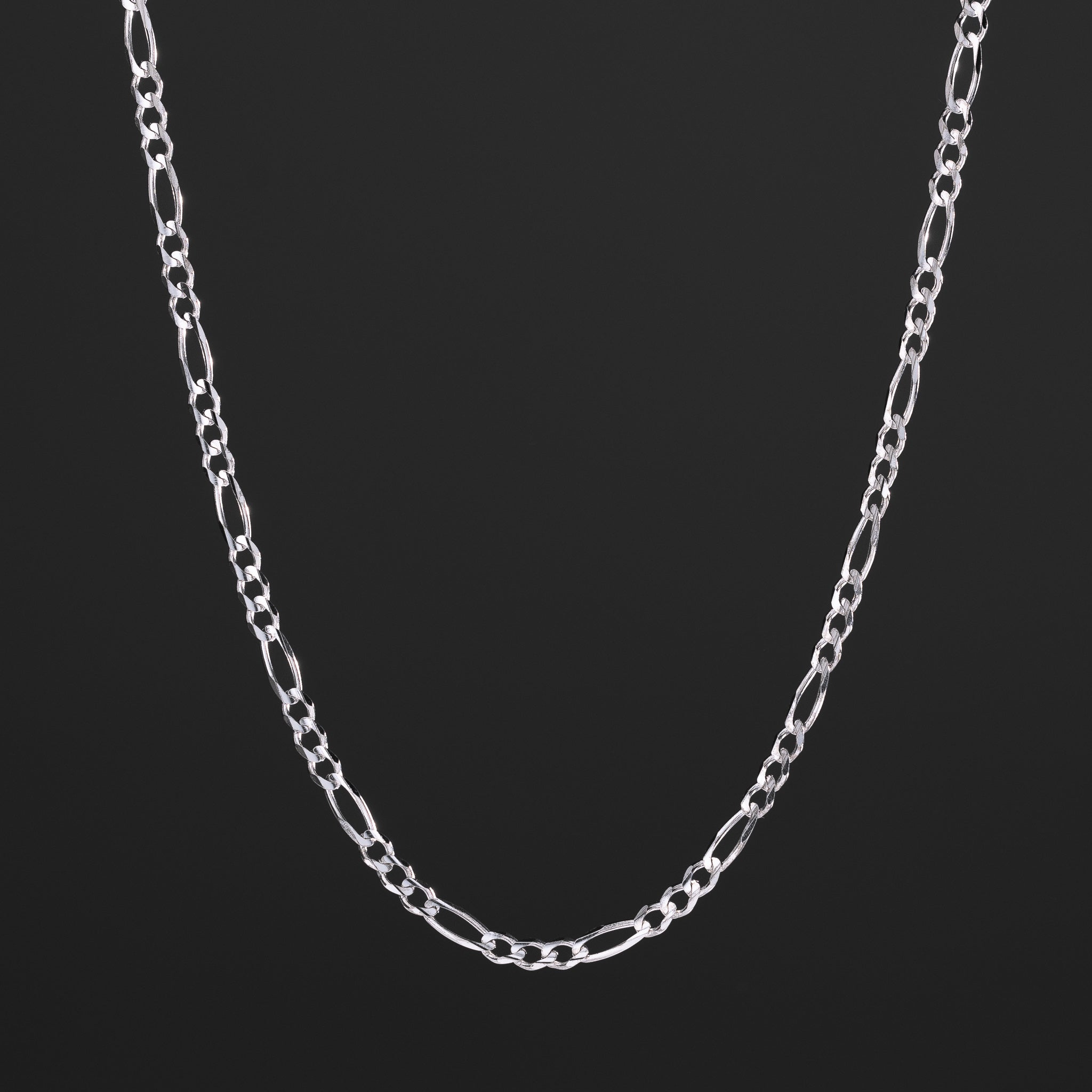 14k 4mm White Gold Concave Figaro Chain - Model CH-0343