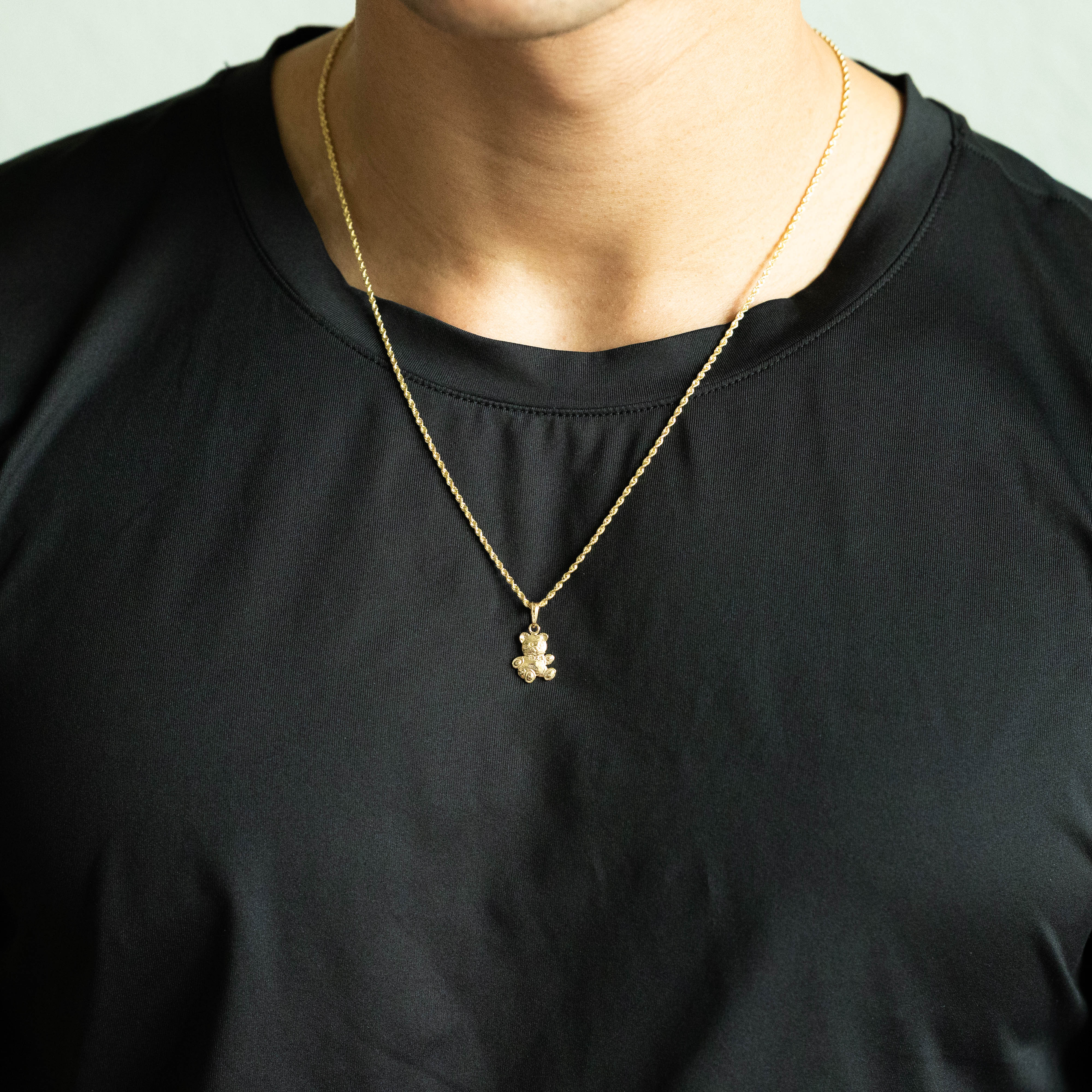 14K Gold Textured Teddy Bear Pendant - Model D4002