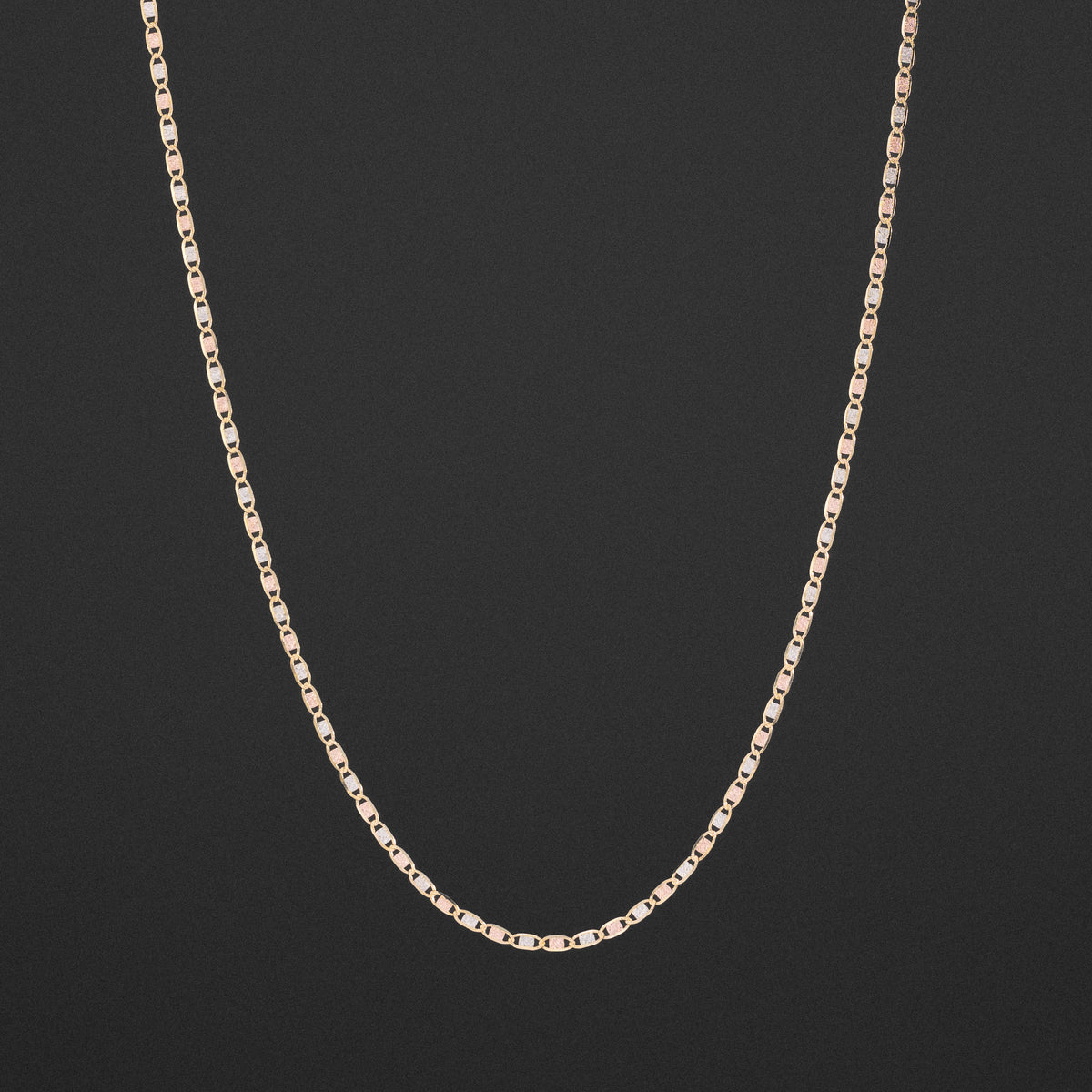 14K Gold 2.1mm Gold Tri Colors Solid Valentino Chain - Model 0117