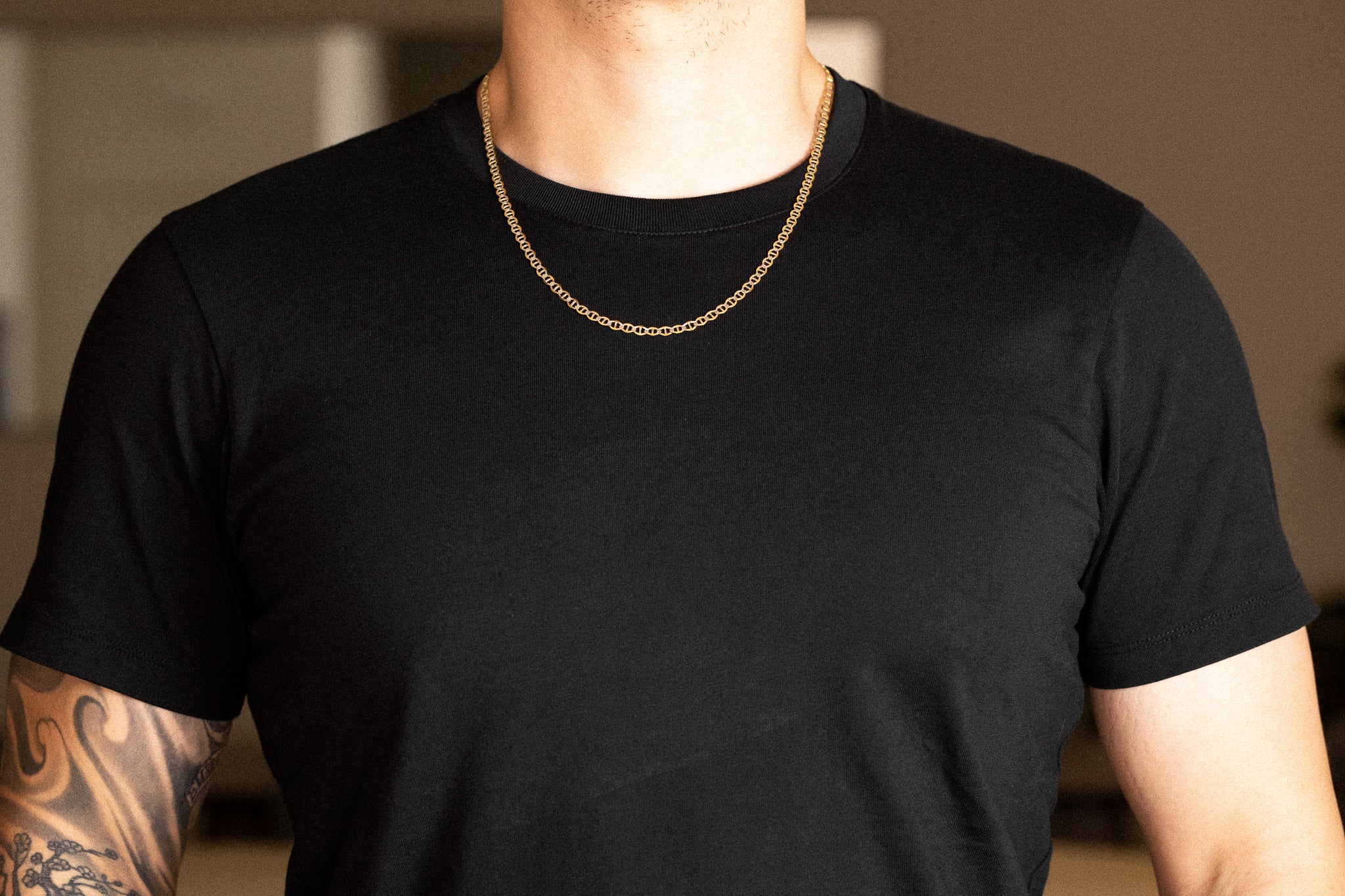 14k Gold 4.4mm Lightweight Two-Tone Flat Mariner Chain - Model CH-0338