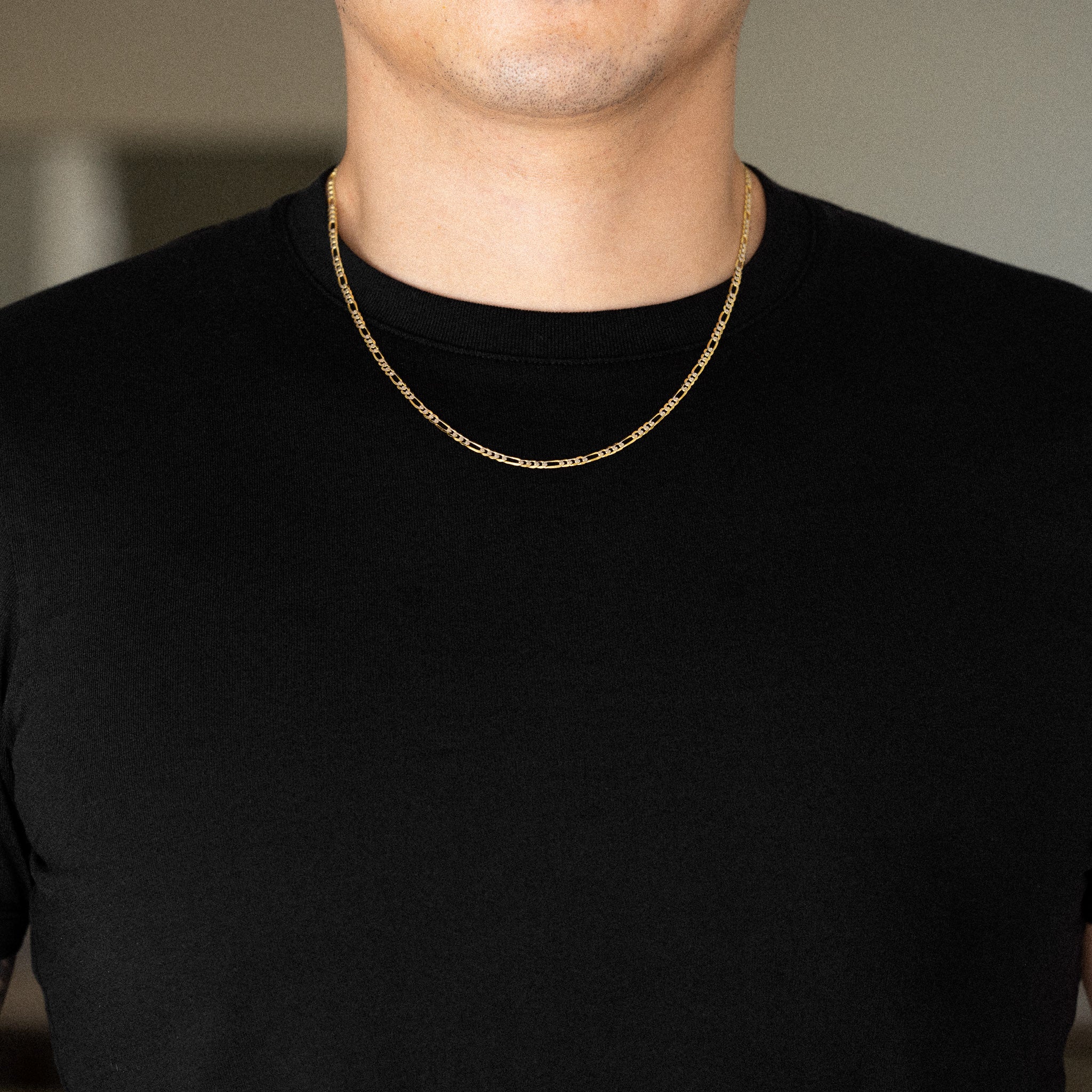 14k Gold 3.1mm Two-Tone Lightweight Figaro Chain - Model CH-0121