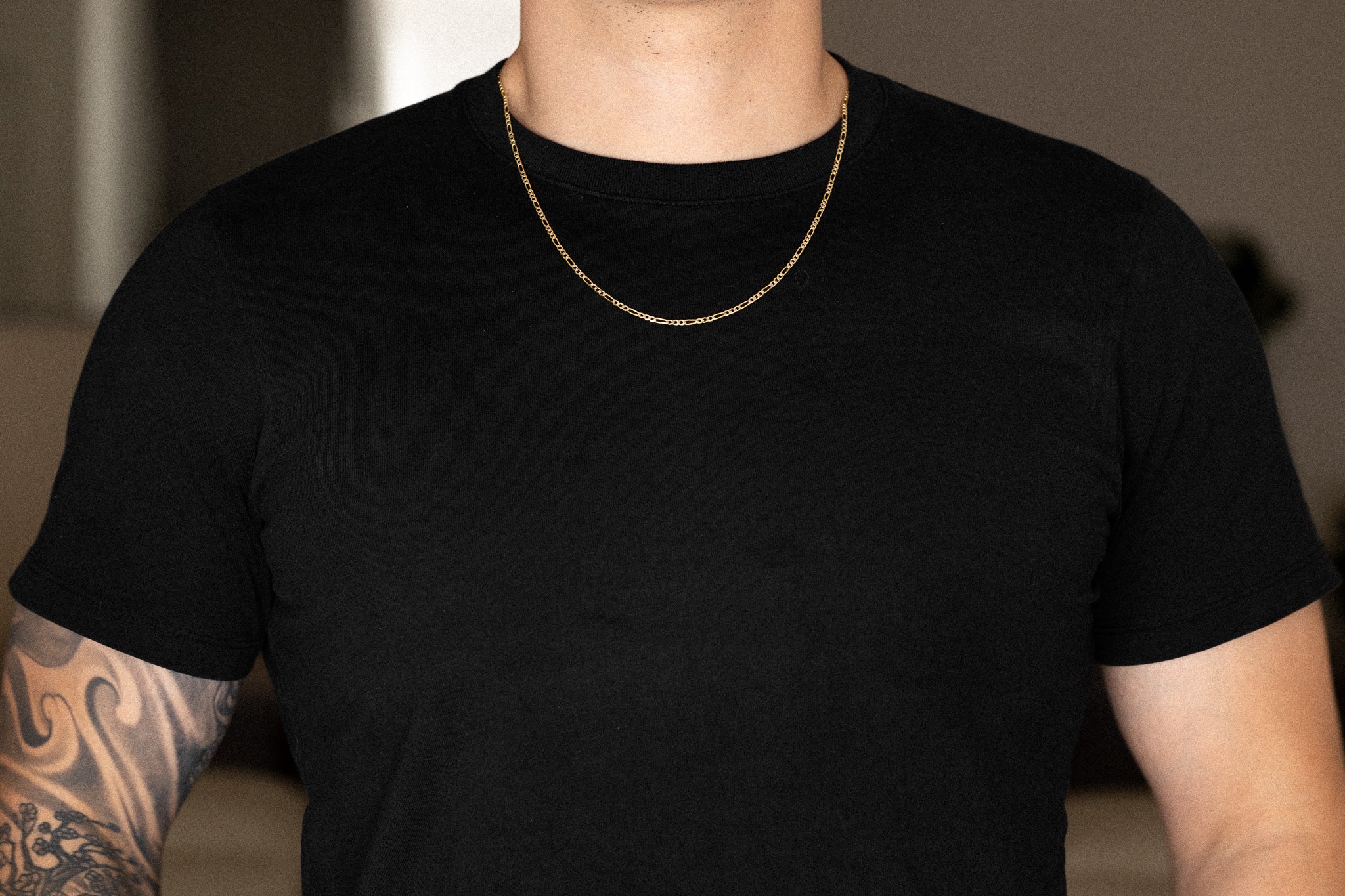14k Gold 2.3mm Two-Tone Lightweight Figaro Chain - Model CH-0122