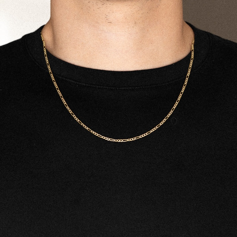 14k Gold 2.3mm Two-Tone Lightweight Figaro Chain - Model CH-0122