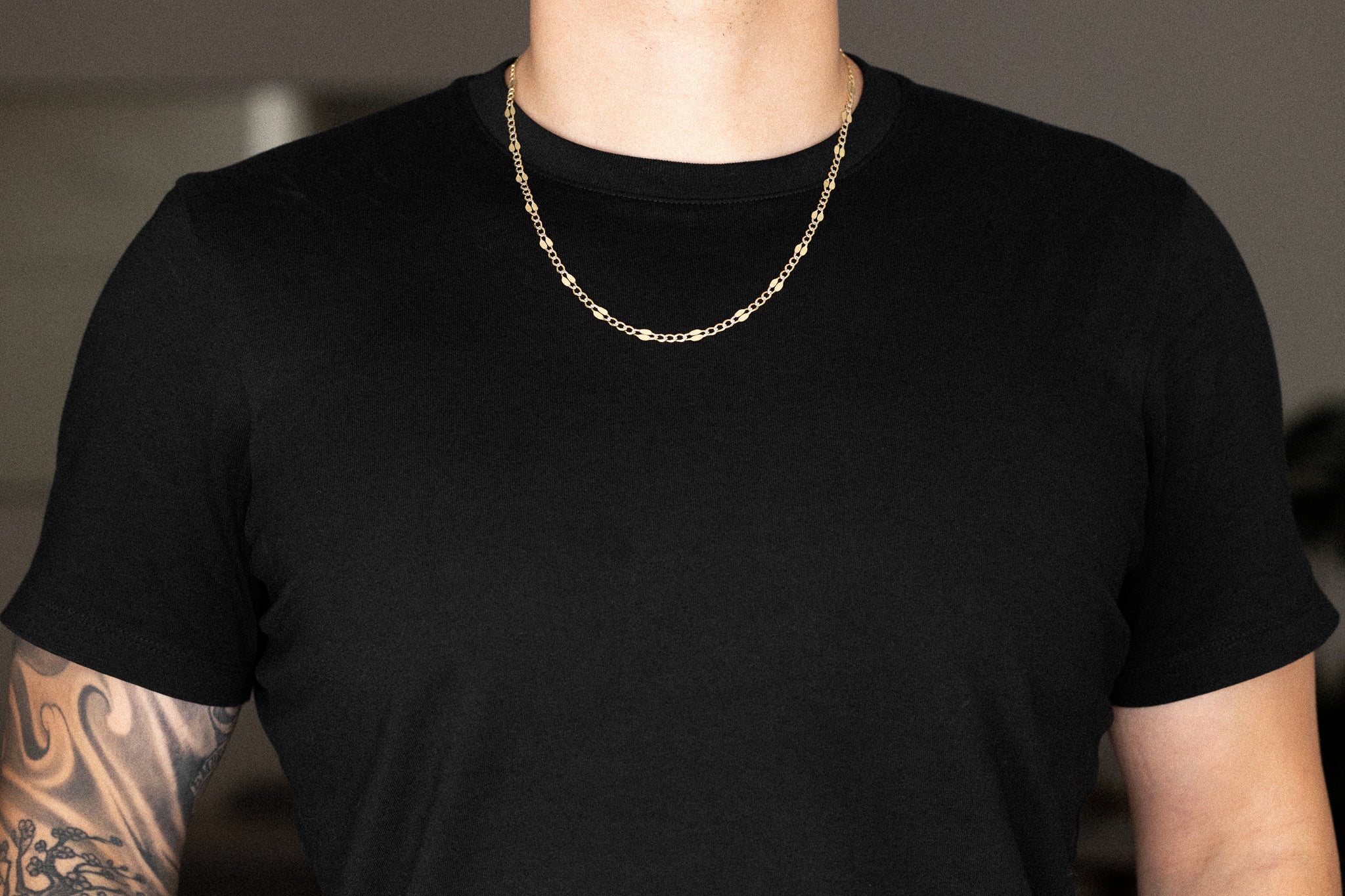 14k Gold 4.8mm Two-Tone Stamped Figaro Chain - Model CH-0131